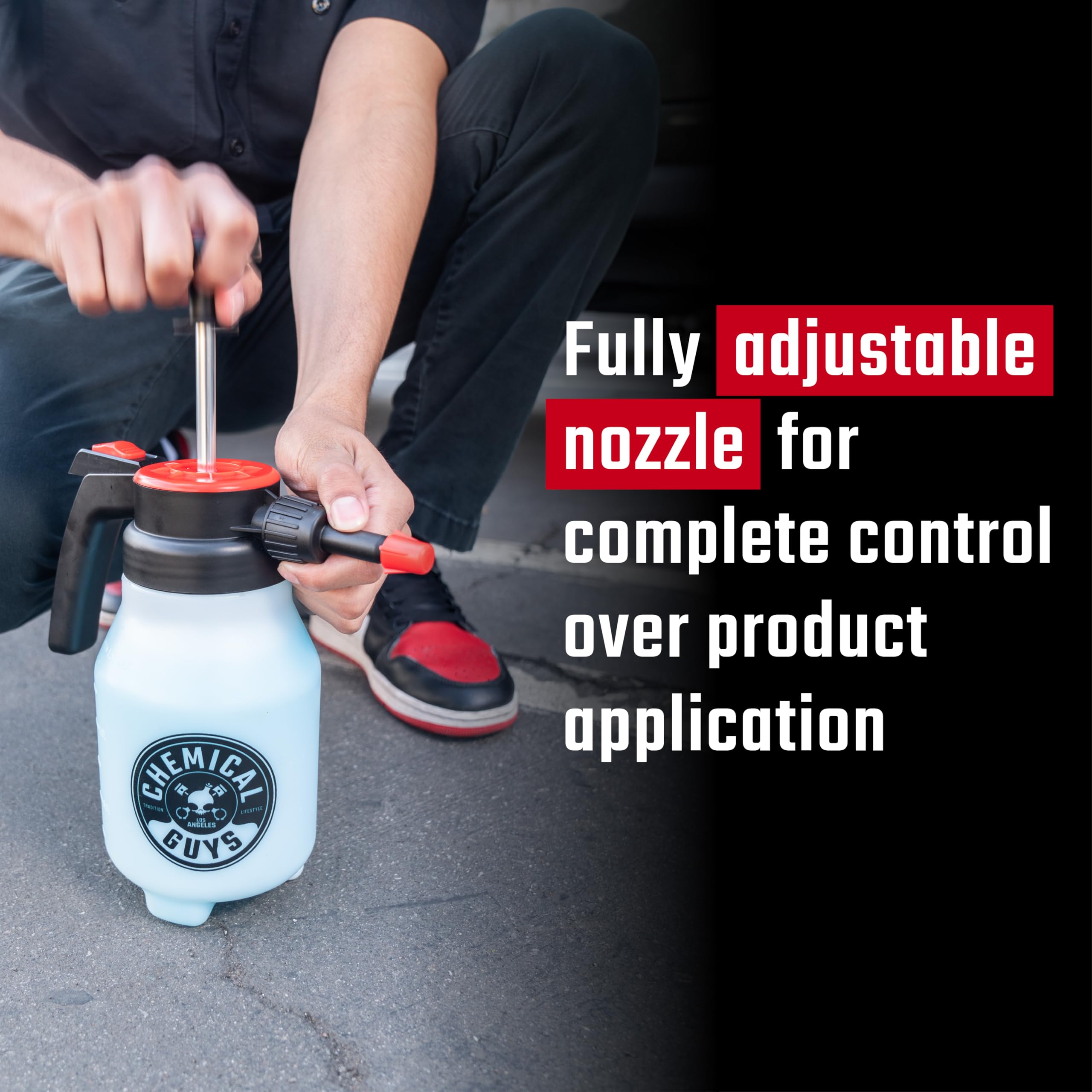 Mr. Sprayer Chemical Guys Full Function Pressure Atomizer and Pump Sprayer, Professional 50 oz Spray Bottle for Cleaning & Washing, for Home, Garden, Car Detailing, Easy Pump Action and Adjustable