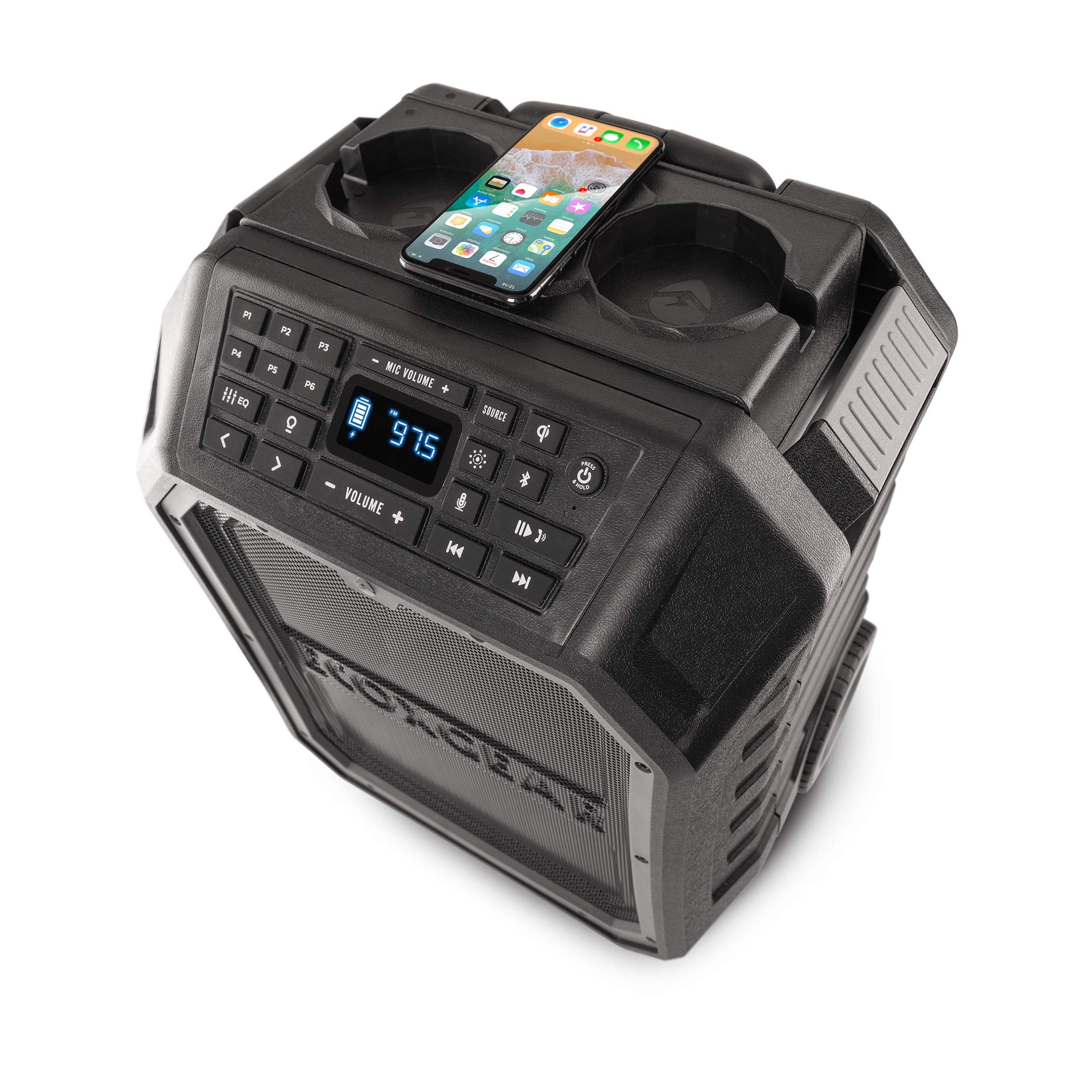 EcoBoulder MAX ECOXGEAR Rugged Waterproof Floating Portable Bluetooth Wireless 120-Watt Smart Speaker with Party Lights