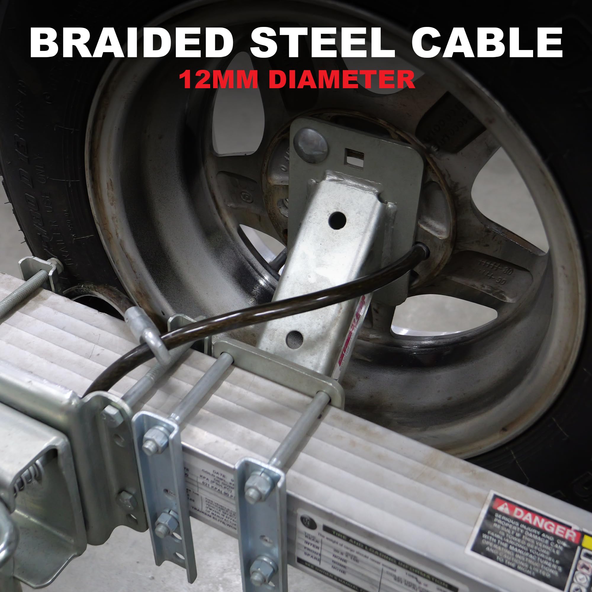 Trimax ST30 - Spare Tire Cable Lock Trimaflex (Round Key) for Boat Trailers, Motor Homes, Trucks, Jeeps, Vans, More - 36" x 12mm - Black/Chrome