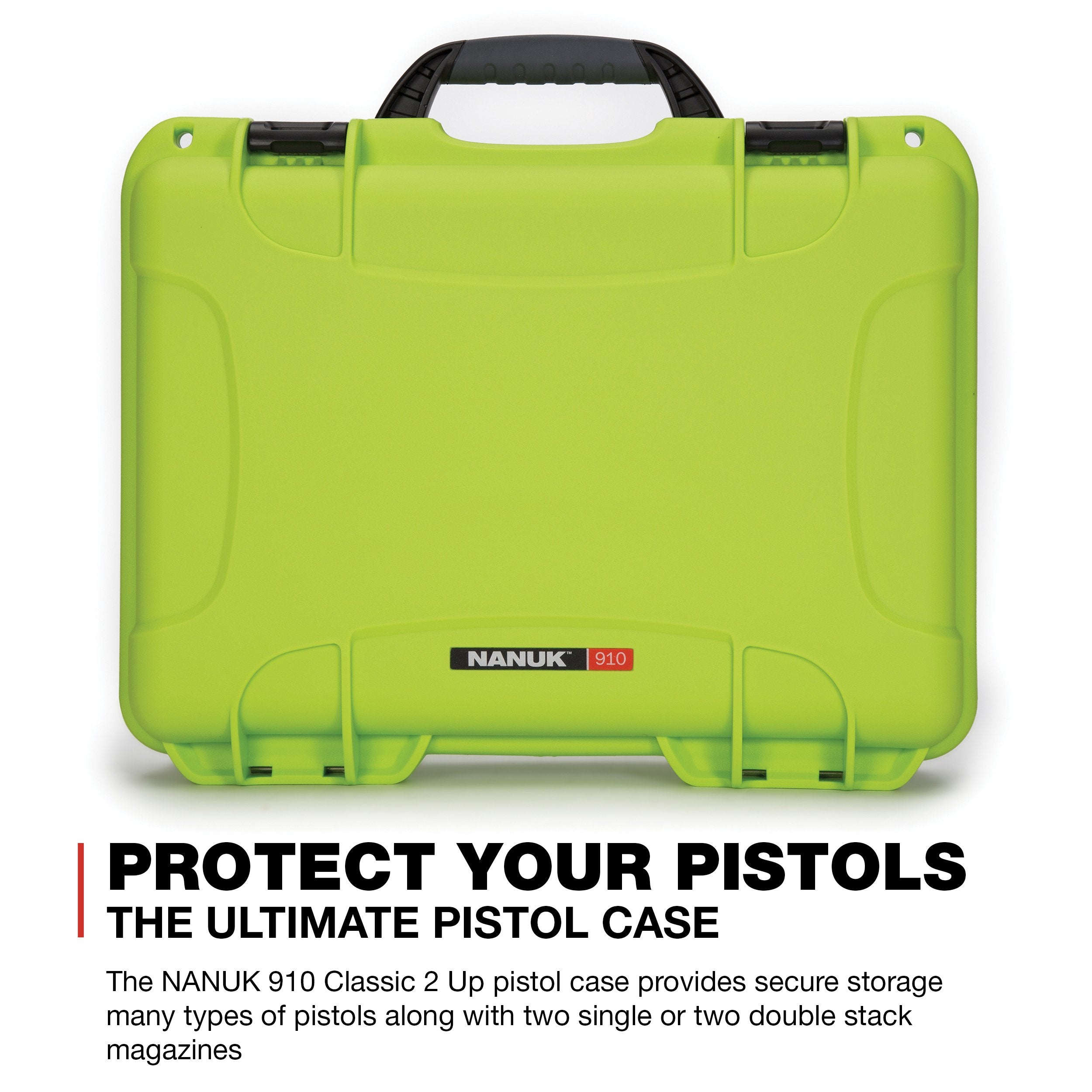 2UP Nanuk 910 Waterproof Classic Pistol Hard Case - Lime
