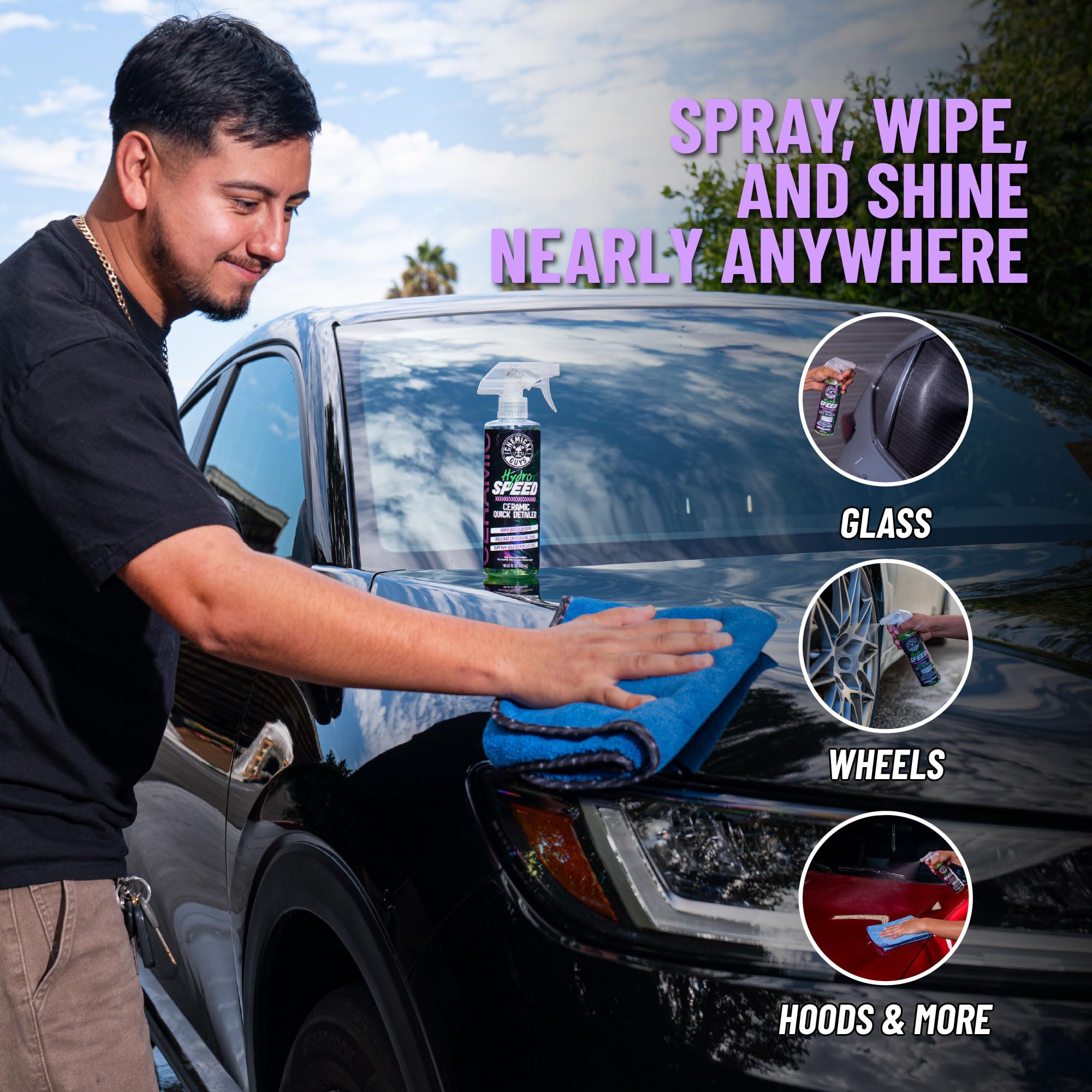 HydroSpeed Chemical Guys Ceramic Quick Detailer Spray - SiO2 Shine Car Detailer Spray for Cars, Trucks, SUVs, Motorcycles and RVs, Boosts Gloss, Hydrophobic Protection and Slickness, 16 oz