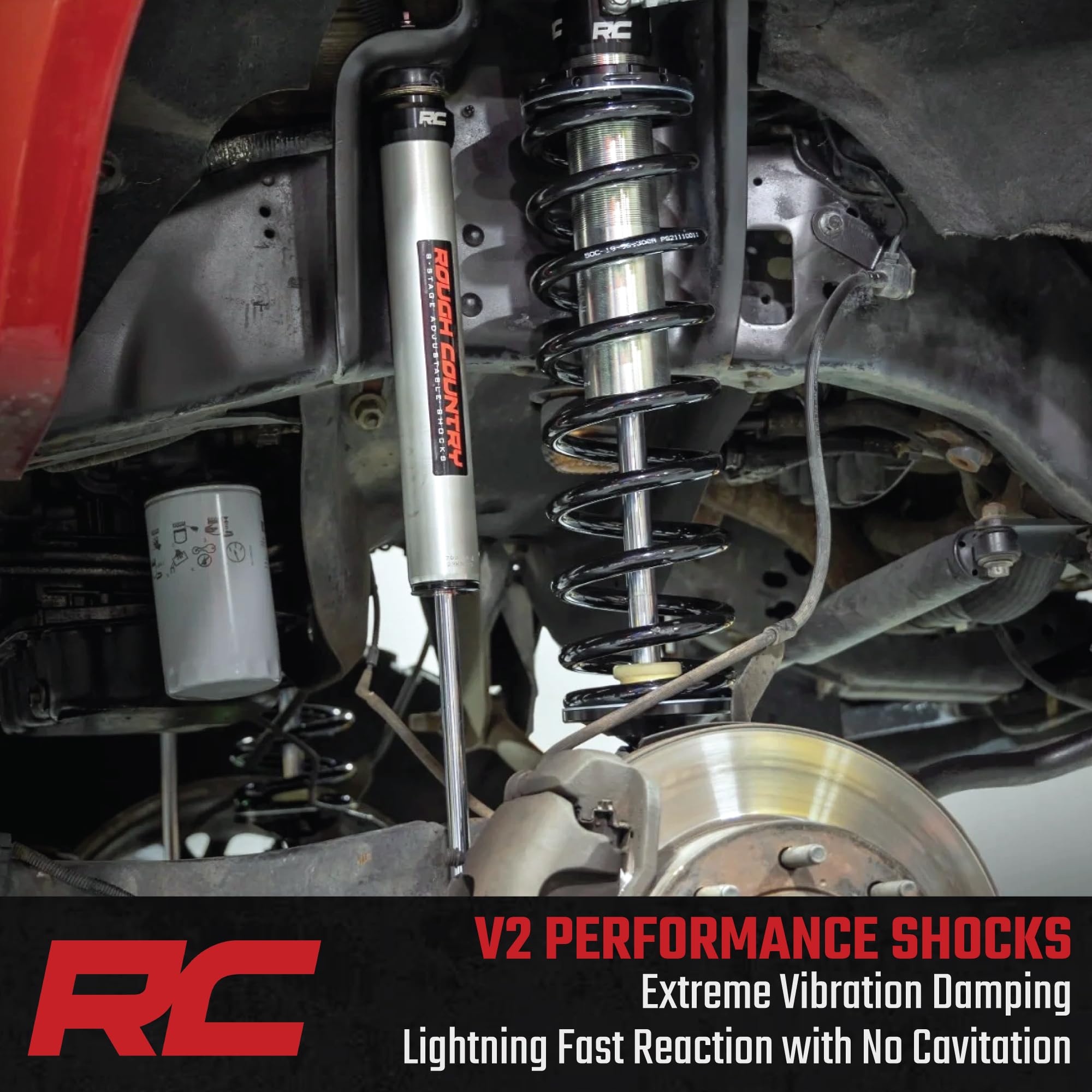 Rough Country V2 8" Monotube Rear Shocks for 00-10 Suburban 2500-760744_V