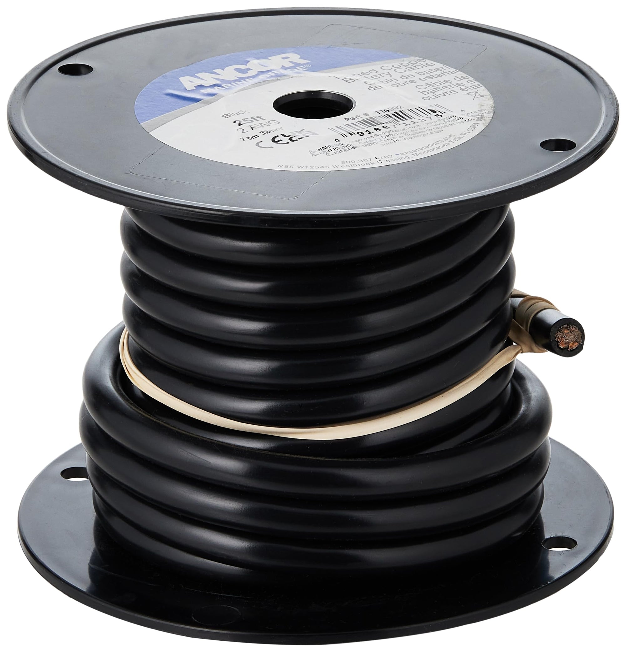 114005 Ancor Tinned Copper Battery Cable, 2 AWG (32mm2), Black - 50ft