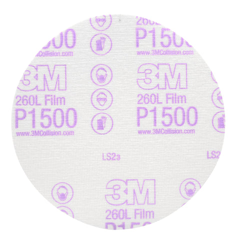 3M Finishing Film Hookit Abrasive Disc 00950, 6 in, 1500+ Grade, 100 Pack, Clear Coat Sanding, Paint Finishing, Defect Removal, Tear Resistant