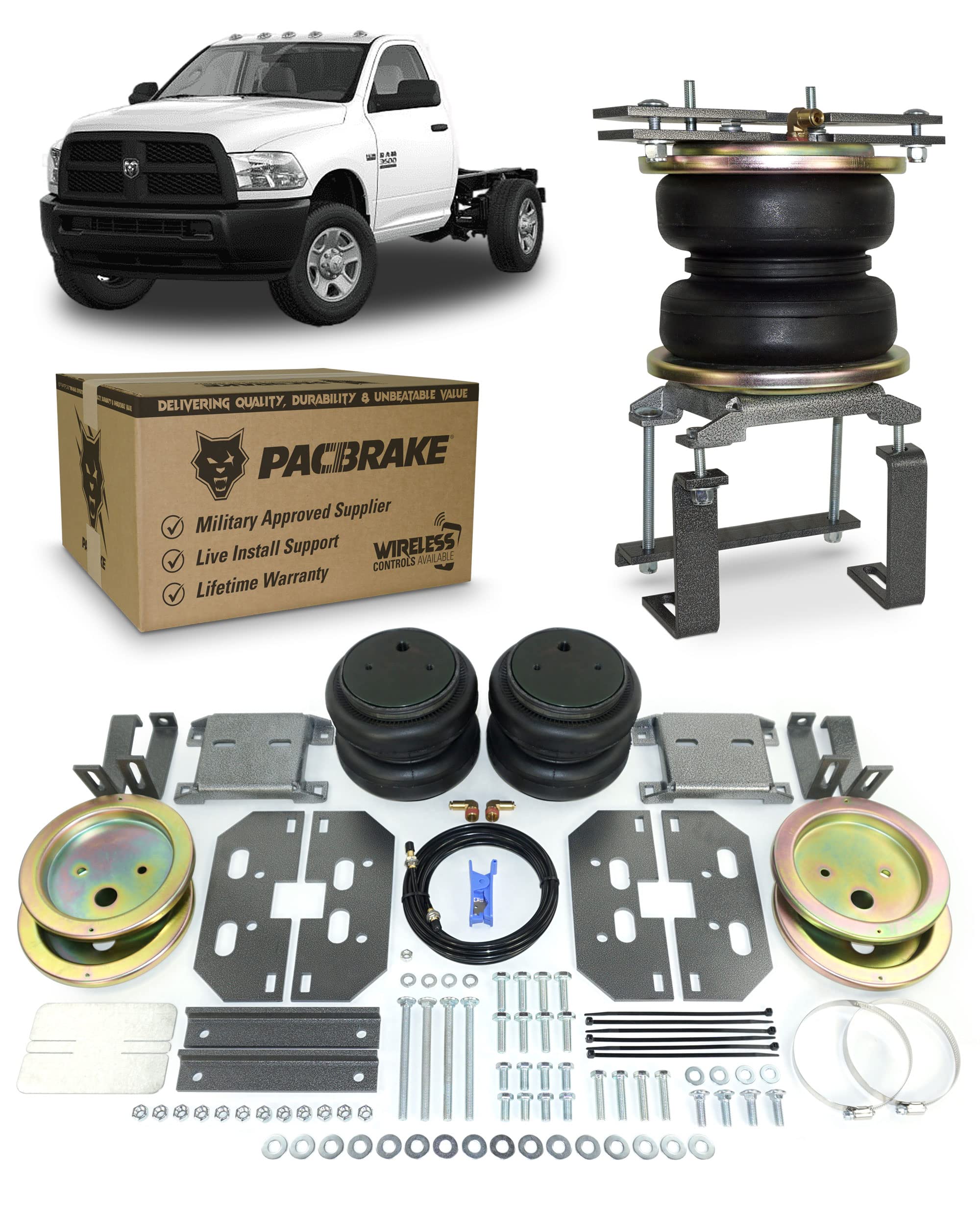 Pacbrake ALPHA HD Rear Air Suspension HP10121 Compatible with 2007-2009 Bullet 4500/5500 2007-2009 Ram 4500/5500