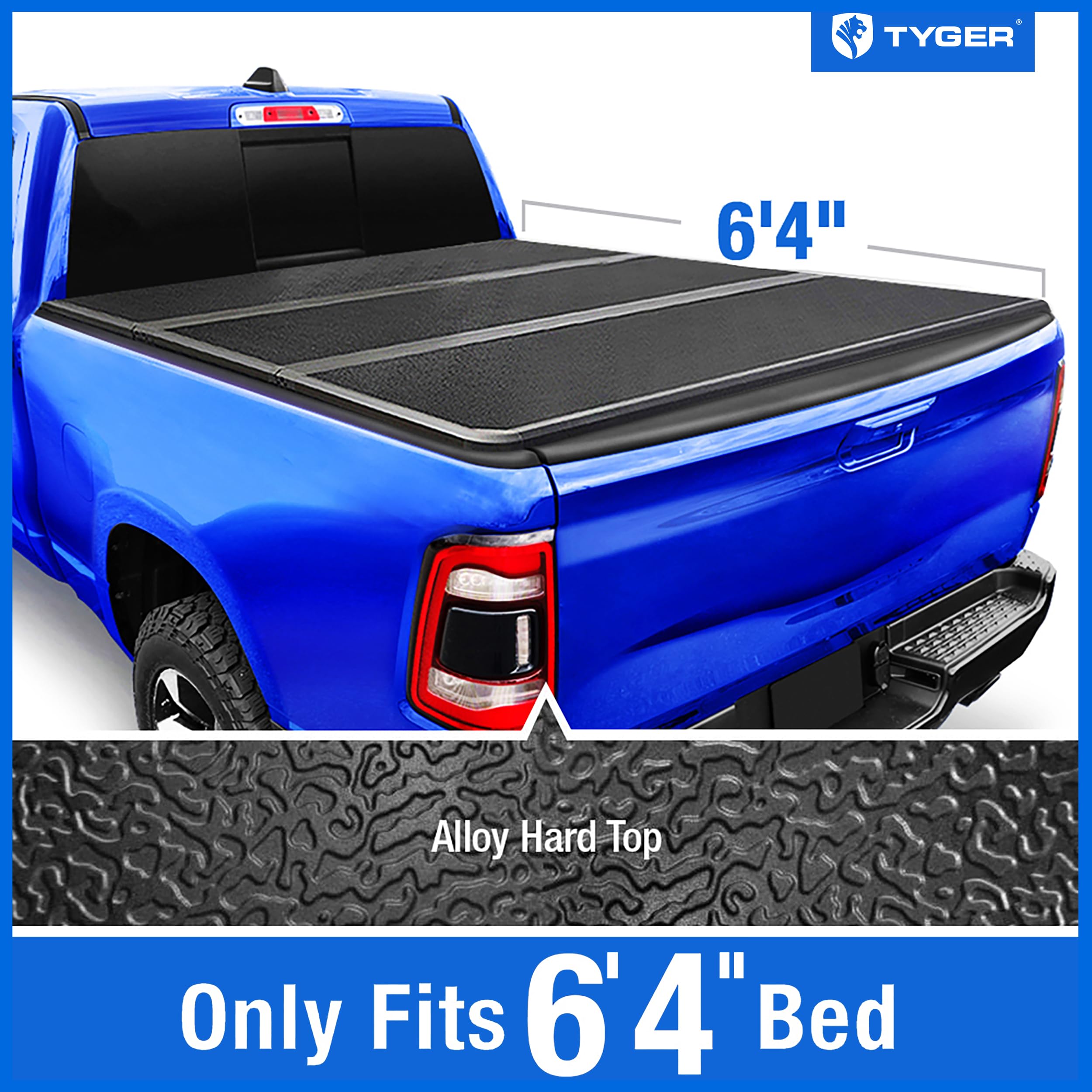 Tonneau Cover Tyger Auto T5 Tri-Fold Alloy Hardtop Truck Bed Compatible with 2019-2026 Ram 1500 (Not Fit 19-24 Classic) | 6'4" (76") Bed | TG-BC5D3045