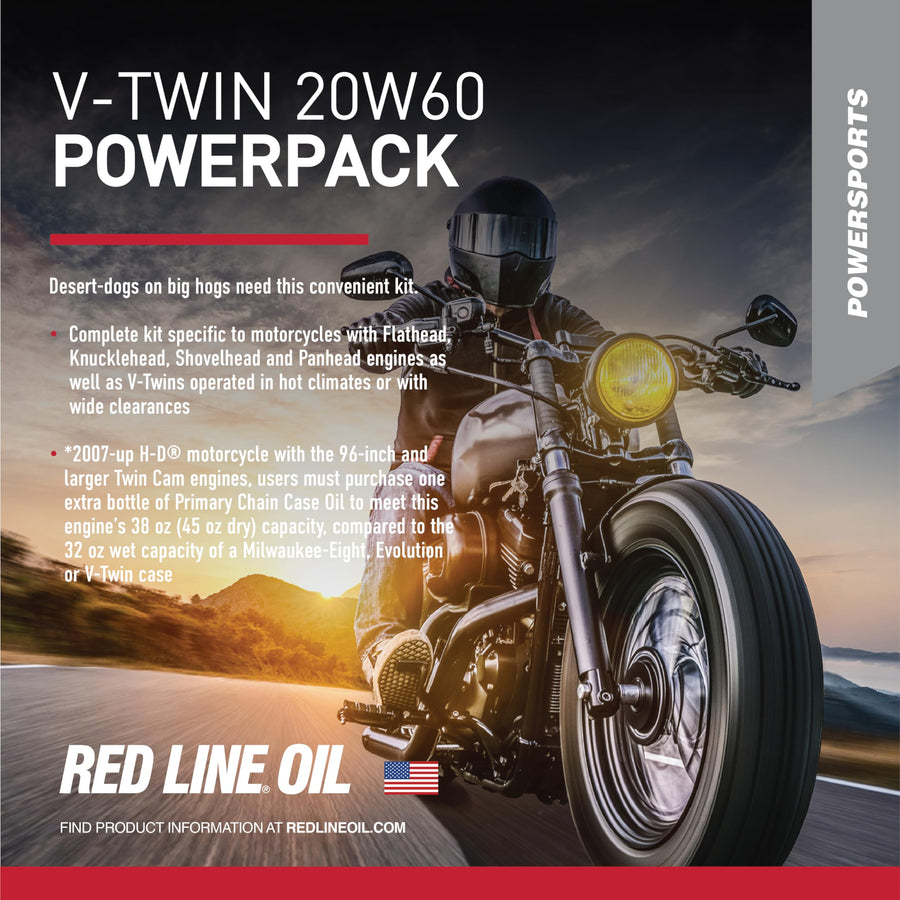 20W60HD Red Line Powersport Motor Oil V-Twin - 1 Powerpack Kit