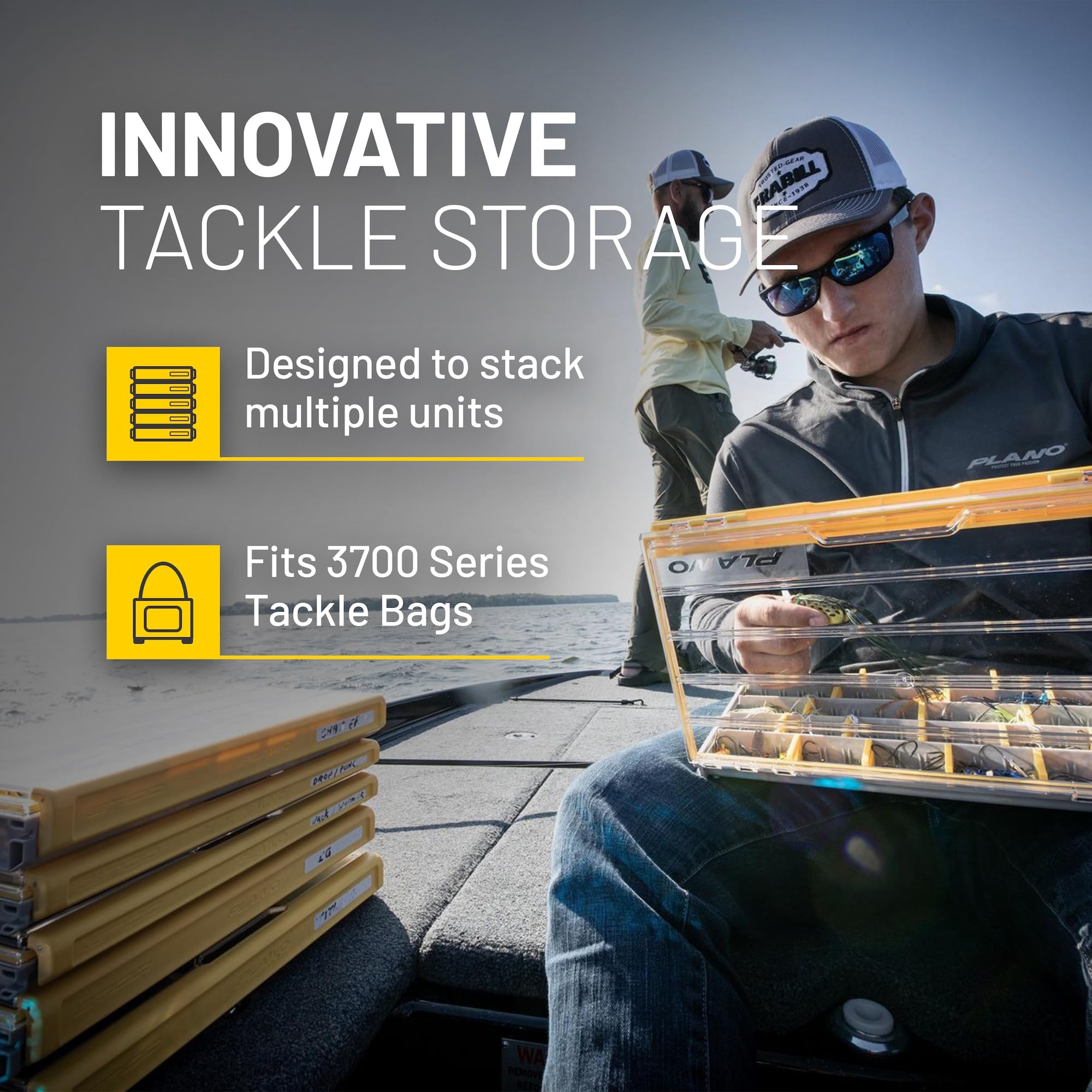 Plano 3700 EDGE Premium Thin Tackle Utility Box, Clear and Yellow, Waterproof and Rust-Resistant Bait and Tackle Box Storage Organization