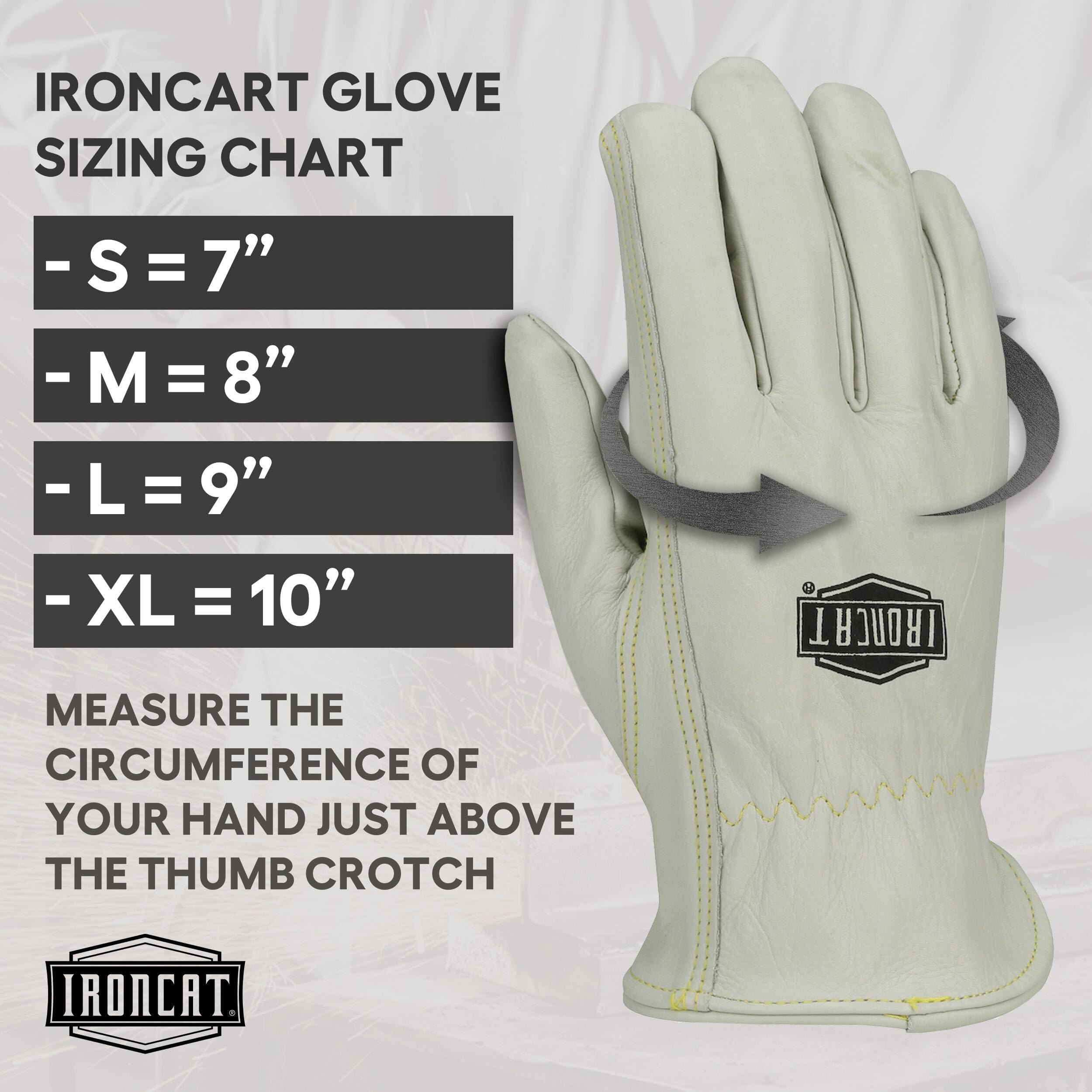 Kidskin IRONCAT 6141 TIG Welding Gloves – Large, Kevlar Thread Welding Gloves with 4 in. Gold Cuff, Straight Thumb, Pearl, Natural