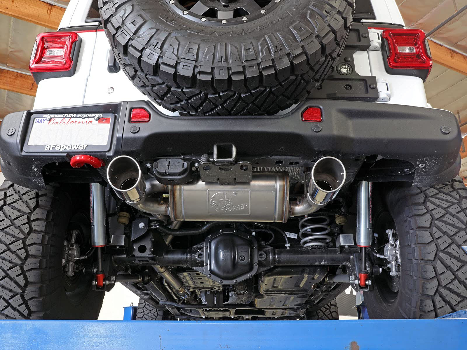 Rebel Series aFe Power 49-48096-P 3 IN to 2-1/2 IN 409 Stainless Steel Cat-Back Exhaust w/Polished Tip, fits Jeep Wrangler (JL) 18-21 L4-2.0L (t)