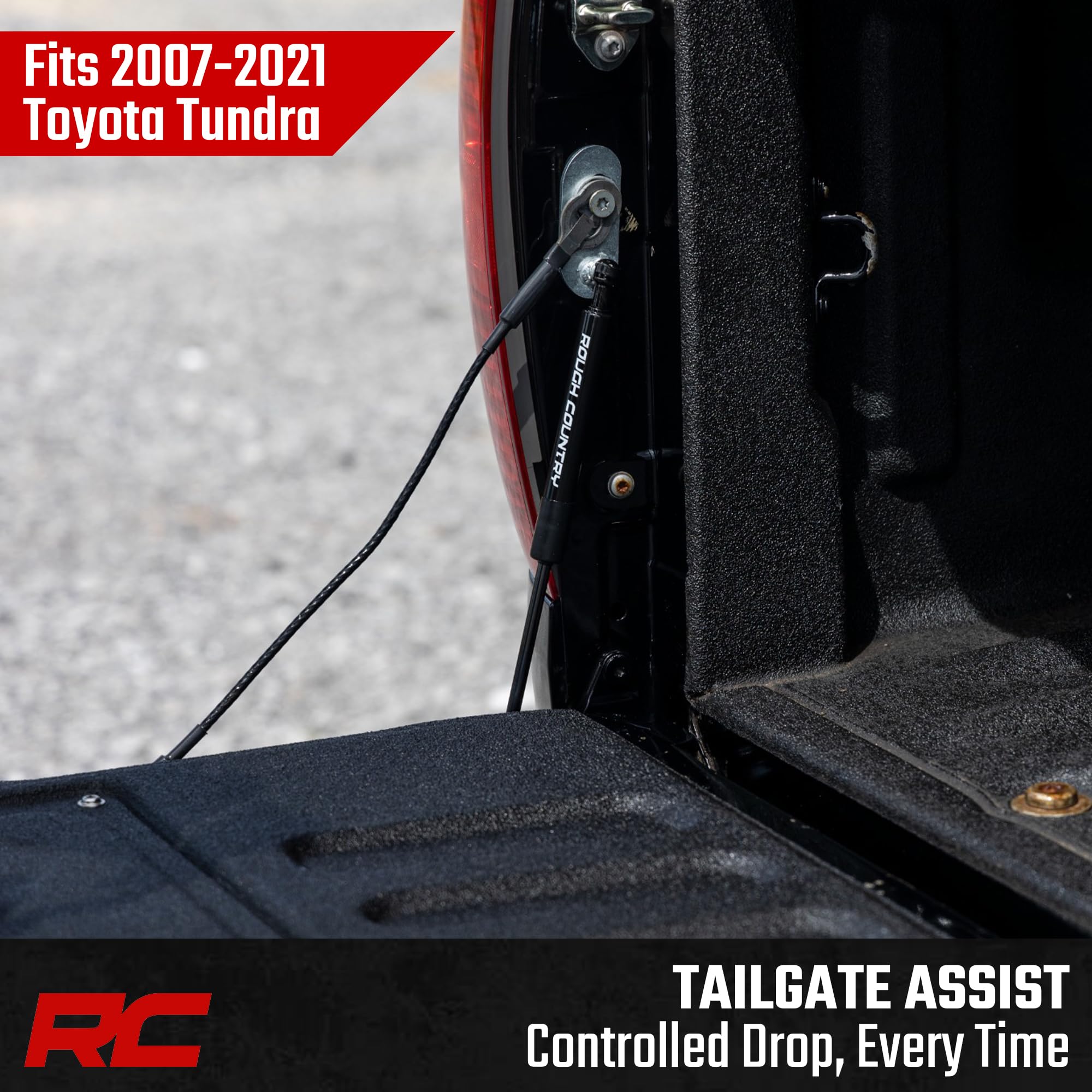 Rough Country Tailgate Assist Hydraulic for Toyota Tundra (2007-2021) - Driver-Side, Slow-Release Damper