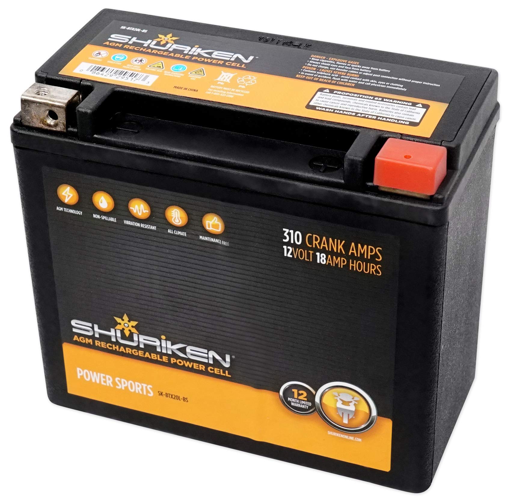 310 Crank Shuriken Amps 18Ah AGM Powersports 12-Volt Battery