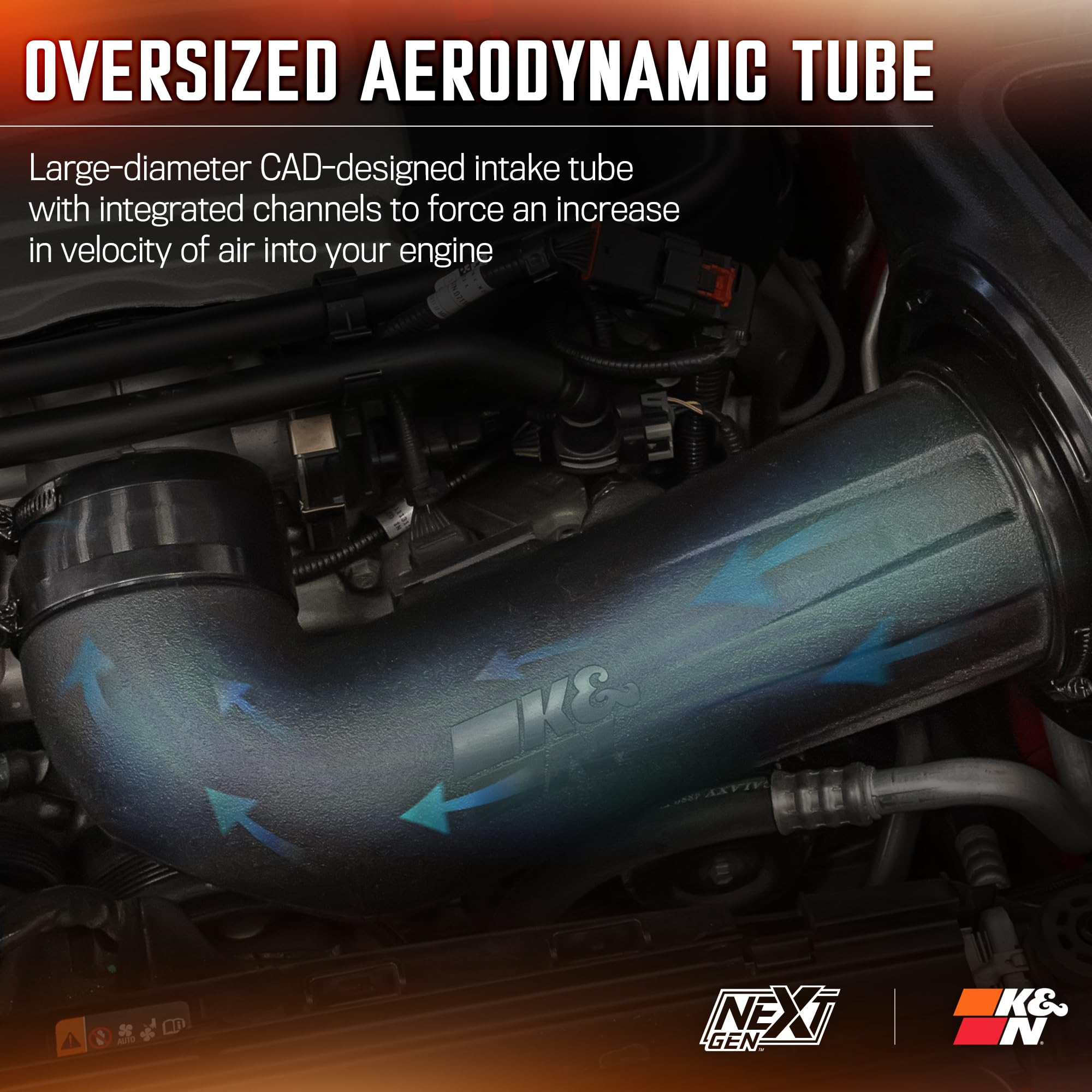 NextGen K&N Cold Air Intake System: High-Flow Cotton Filter: Compatible with 2016-2024 Chevrolet: Camaro SS, 50-3092