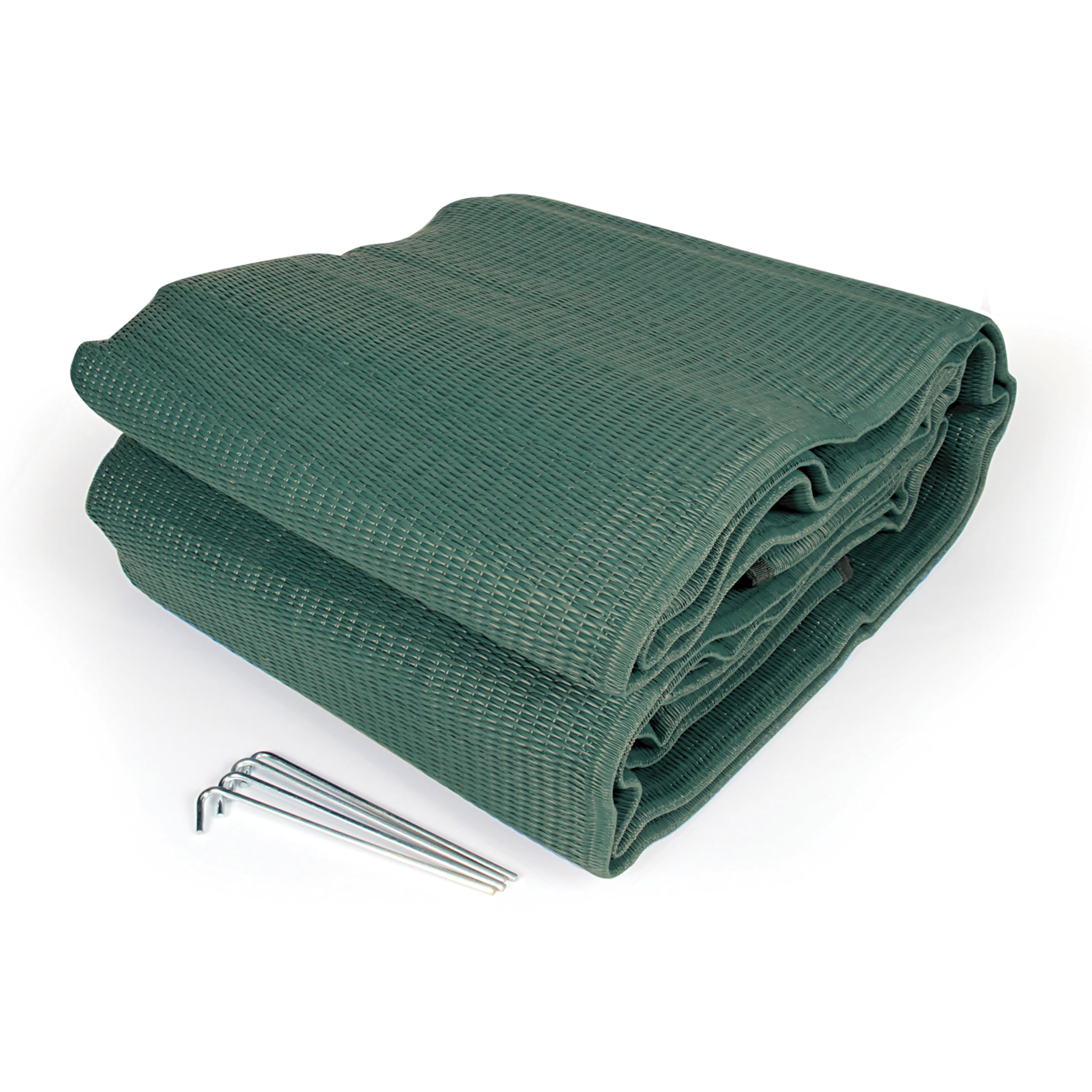 Camco Reversible Durable RV Camper Awning Mat - Keeps Dirt from Being Tracked - Perfect for Campsites, Beaches, Picnics 9' X 12'- Green (42820)