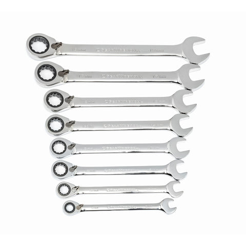 12 Pt. GEARWRENCH Reversible 8 Pc. Combination Ratcheting Wrench Set, Metric - 9543
