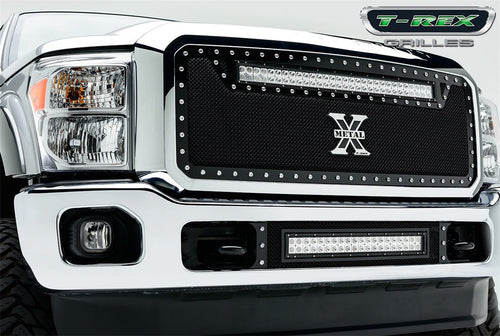 Torch Grille 2011-2016 Super Duty, Black, 1 Pc, Insert, Chrome Studs with (1) 30" LED - PN #6315461