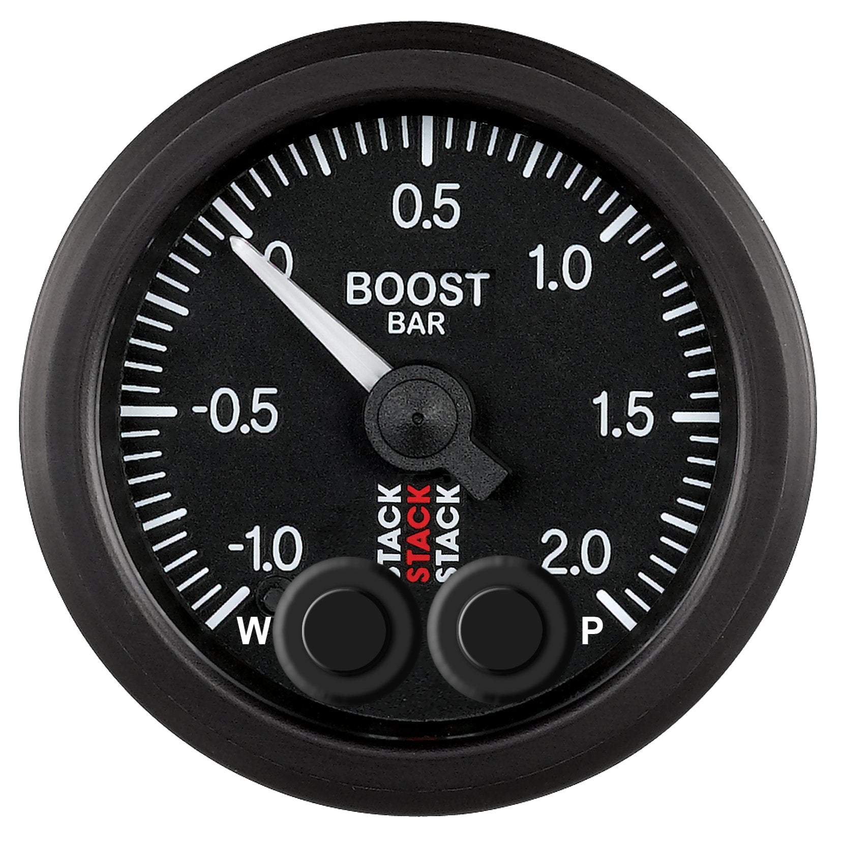 52mm STACK ST3511 Pro-Control Black -1 to 2 Bar Universal T-Fitting Boost Pressure Gauge