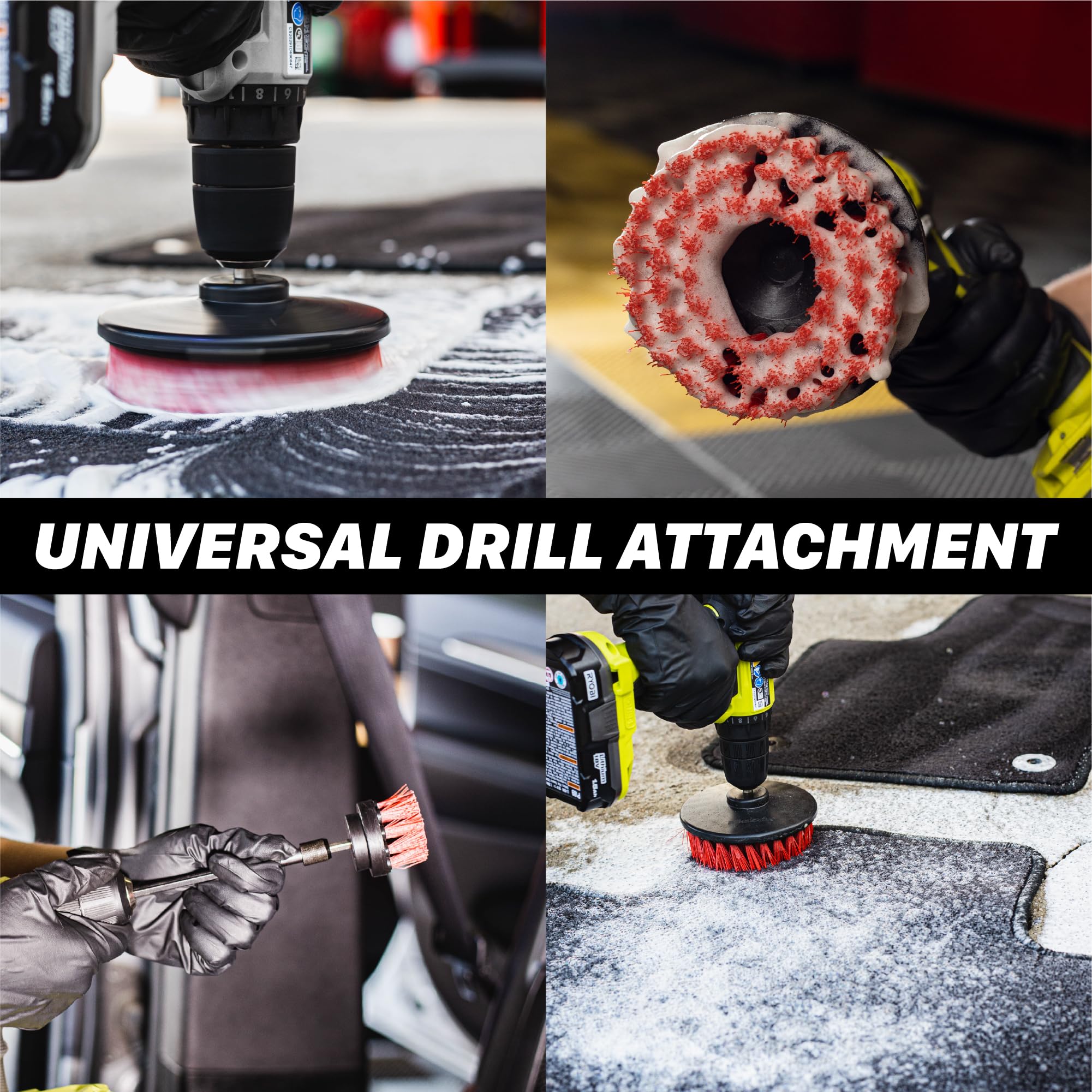 Maxshine Medium-Duty Universal M8 Drill Brush for Upholstery & Carpet (4”) | Scrubber Attachment for Car Detailing, Leather, Fabric & Home Cleaning | Deep-Clean Tool Removes Stains, Grime & Spots
