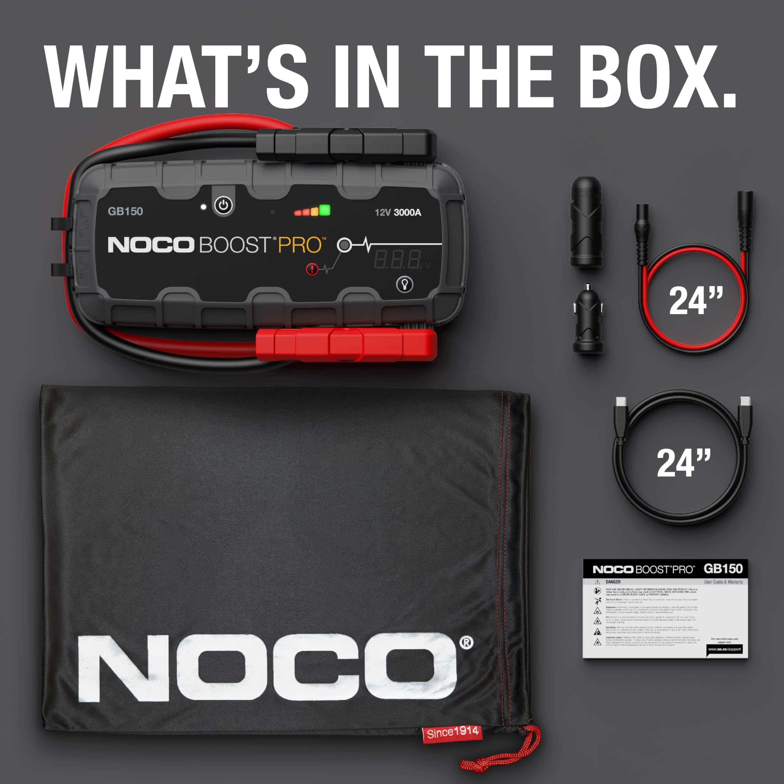 3000A NOCO Boost GB150: UltraSafe Jump Starter – 12V Lithium Battery Booster Pack, Portable Jump Box, Power Bank & Jumper Cables - for 9.0L Gas and 7.0L Diesel Engines