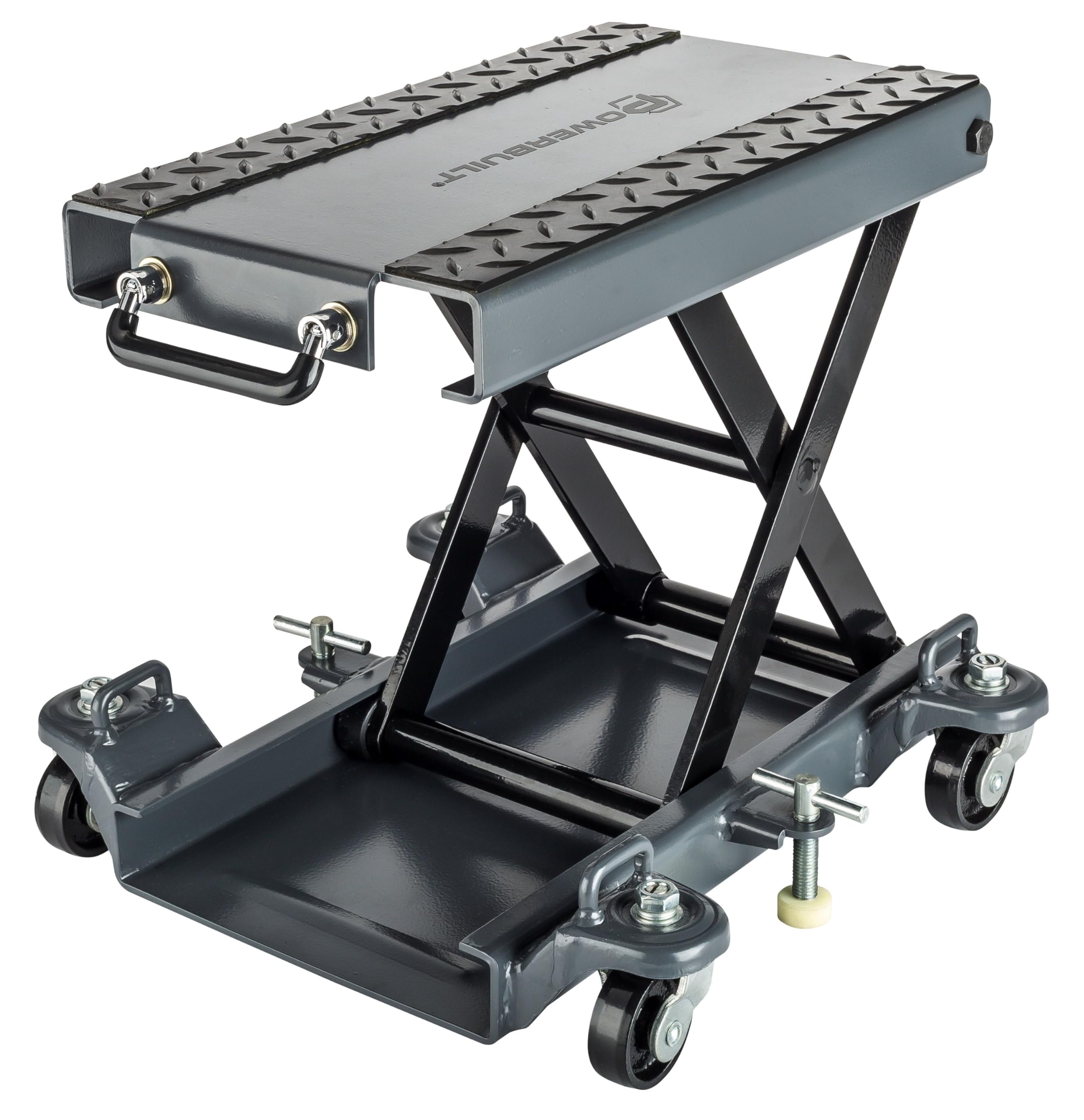 Powerbuilt Motorcycle and Utility Lift Deluxe, Lock Wheels, Strap Hooks, Transmissions, ATV, Hand Driven or Power Tool - 941877ECE