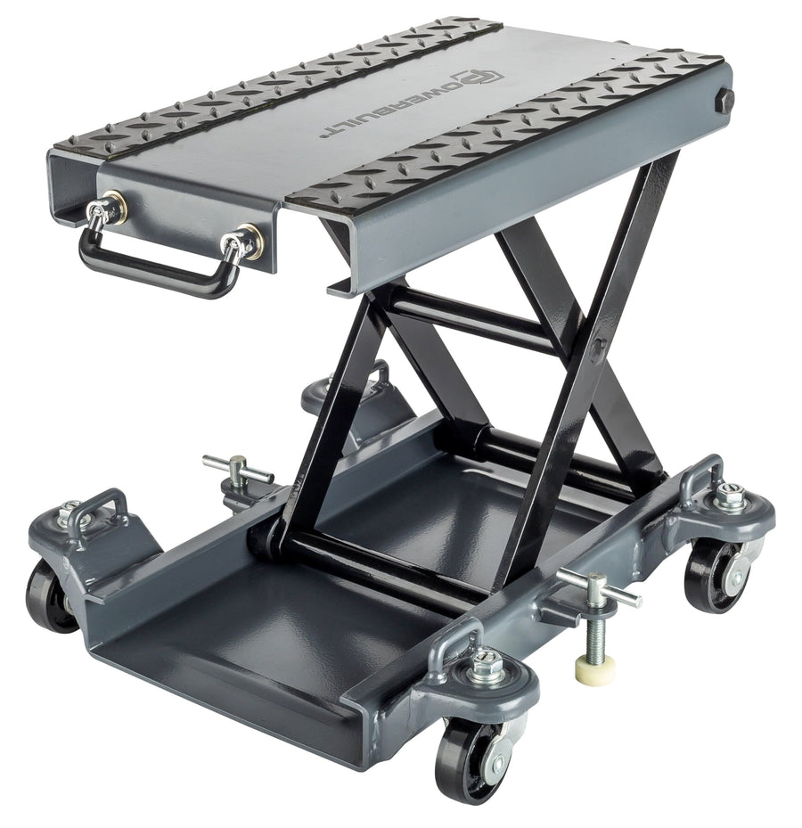 Powerbuilt Motorcycle and Utility Lift Deluxe, Lock Wheels, Strap Hooks, Transmissions, ATV, Hand Driven or Power Tool - 941877ECE