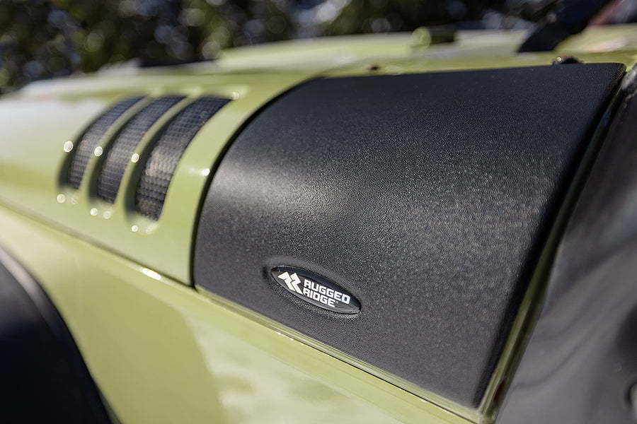 Cowl Body Armor Rugged Ridge for Jeep Wrangler JK/JKU | Thermoplastic Olefin (TPO), Black | 11651.79 | Fits 2007-2018 Jeep Wrangler JK/JKU 2-Door & 4-Door