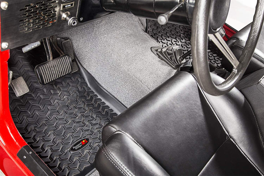 12987.10 Rugged Ridge Floor Liner Set44; 4 Piece44; Black44; 1997-2006 Wrangler TJ And 2004-2006 LJ