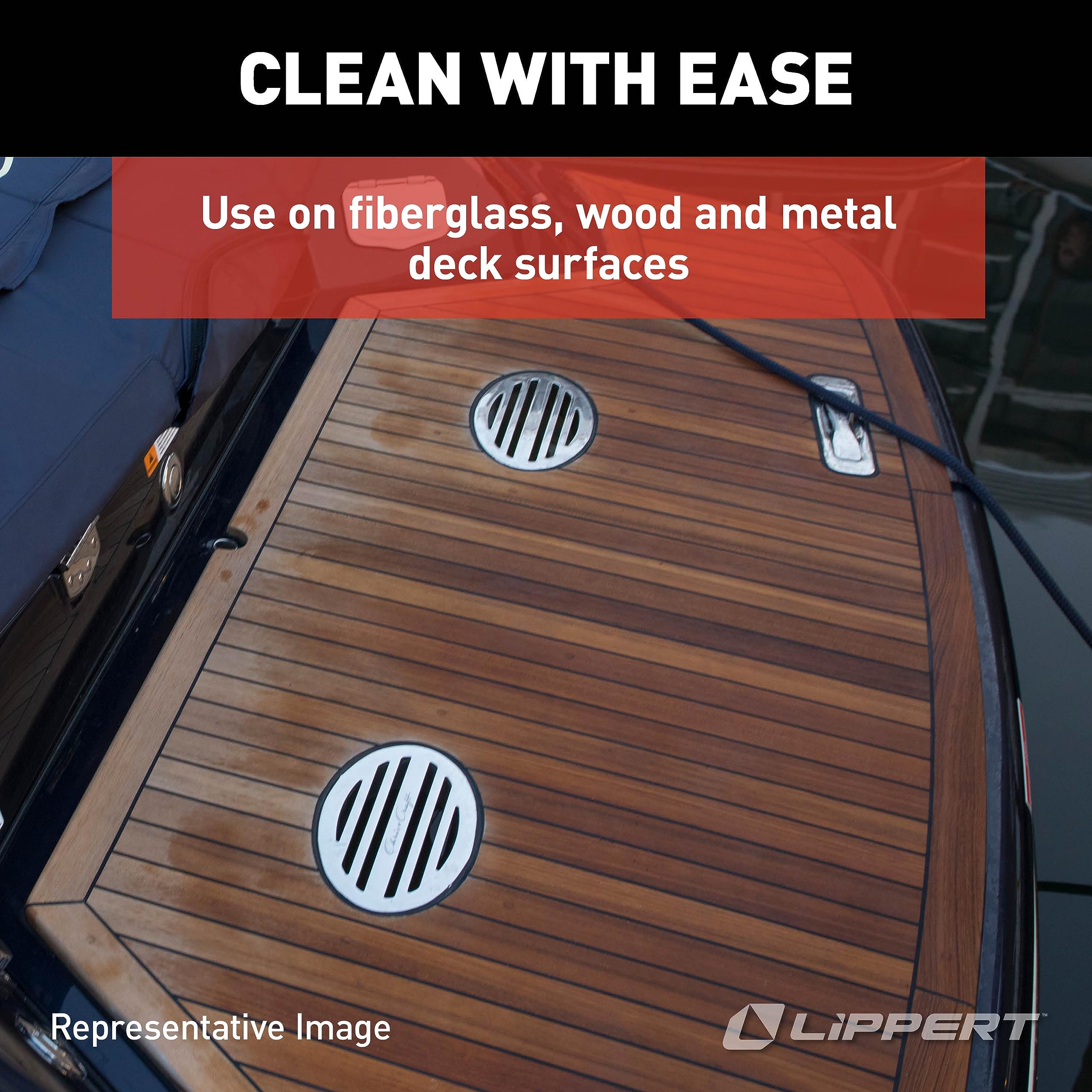 Lippert Floor Cleaner Non-Skid for Boat Interior, 64 oz., Wax-Free Formula, Removes Dirt, Use on Fiberglass Deck Surfaces, American Made – 2022013801
