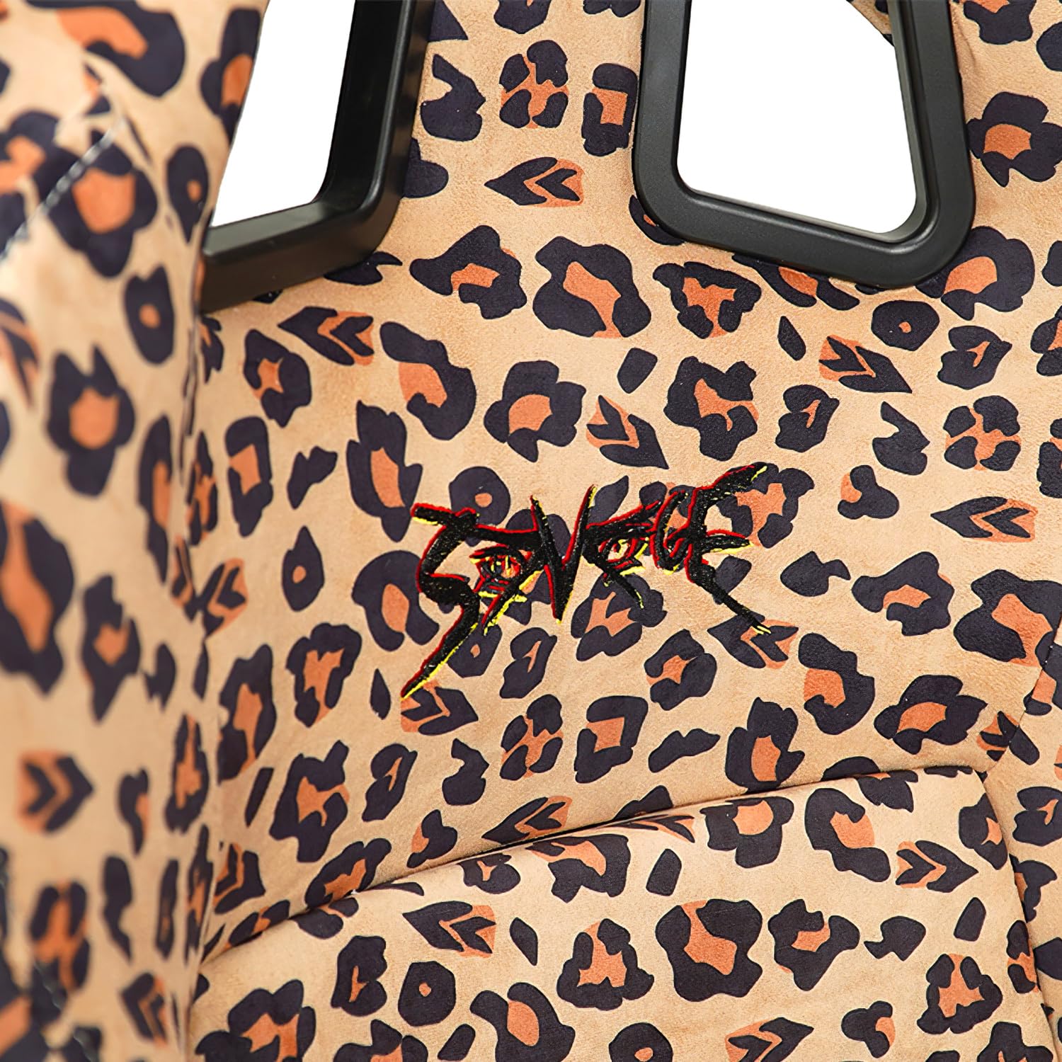 NRG Innovations FRP Bucket Seat NRG-FRP-303BR-SAVAGE PRISMA- SAVAGE Edition Leopard Print Finish in Vegan Material with White Pealized Back Plus Phone Pockets. (Medium)