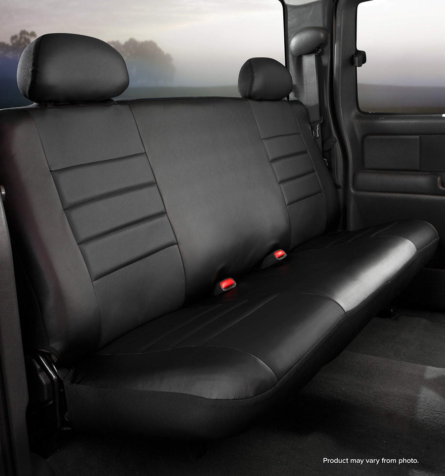 Fia Custom Fit Rear Seat Cover SL62-7 BLK/BLK Bench Seat - Leatherette (Solid Black)