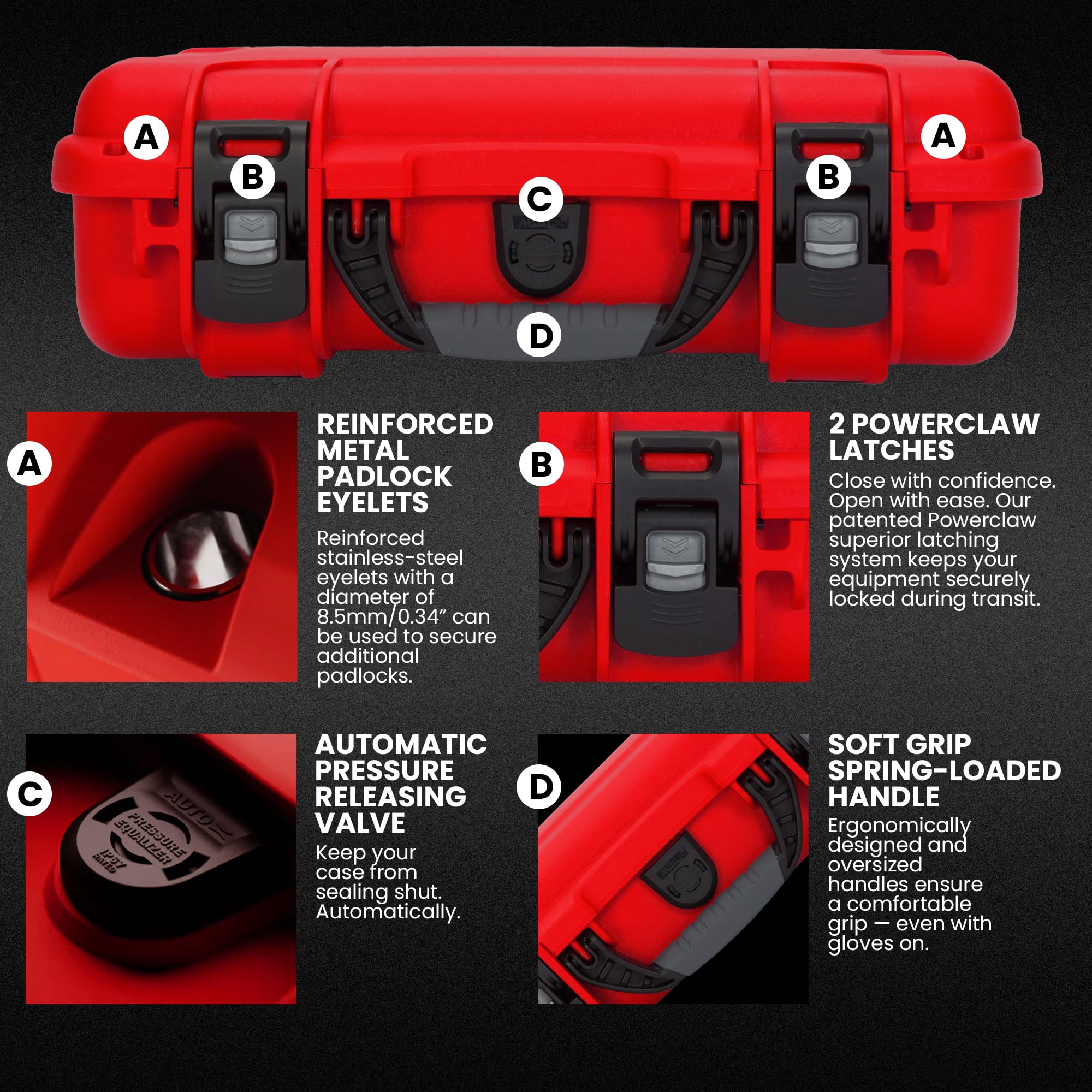 NANUK 910 Hard Case with IP67 Waterproof, Customizable Cubed Foam, Dustproof and Impact Resistant, 14.3” x 11.1” x 4.7”, Rugged Construction for Ultimate Protection, Made in Canada – Red