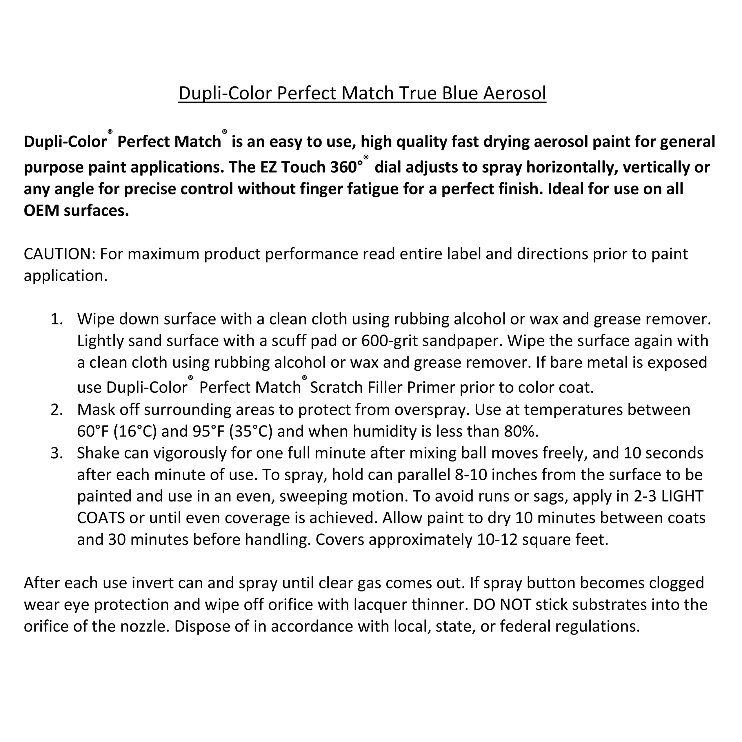 Perfect Match Dupli-Color Automotive Spray Paint – Ford True Blue, L2 – 8 oz. Aerosol Can