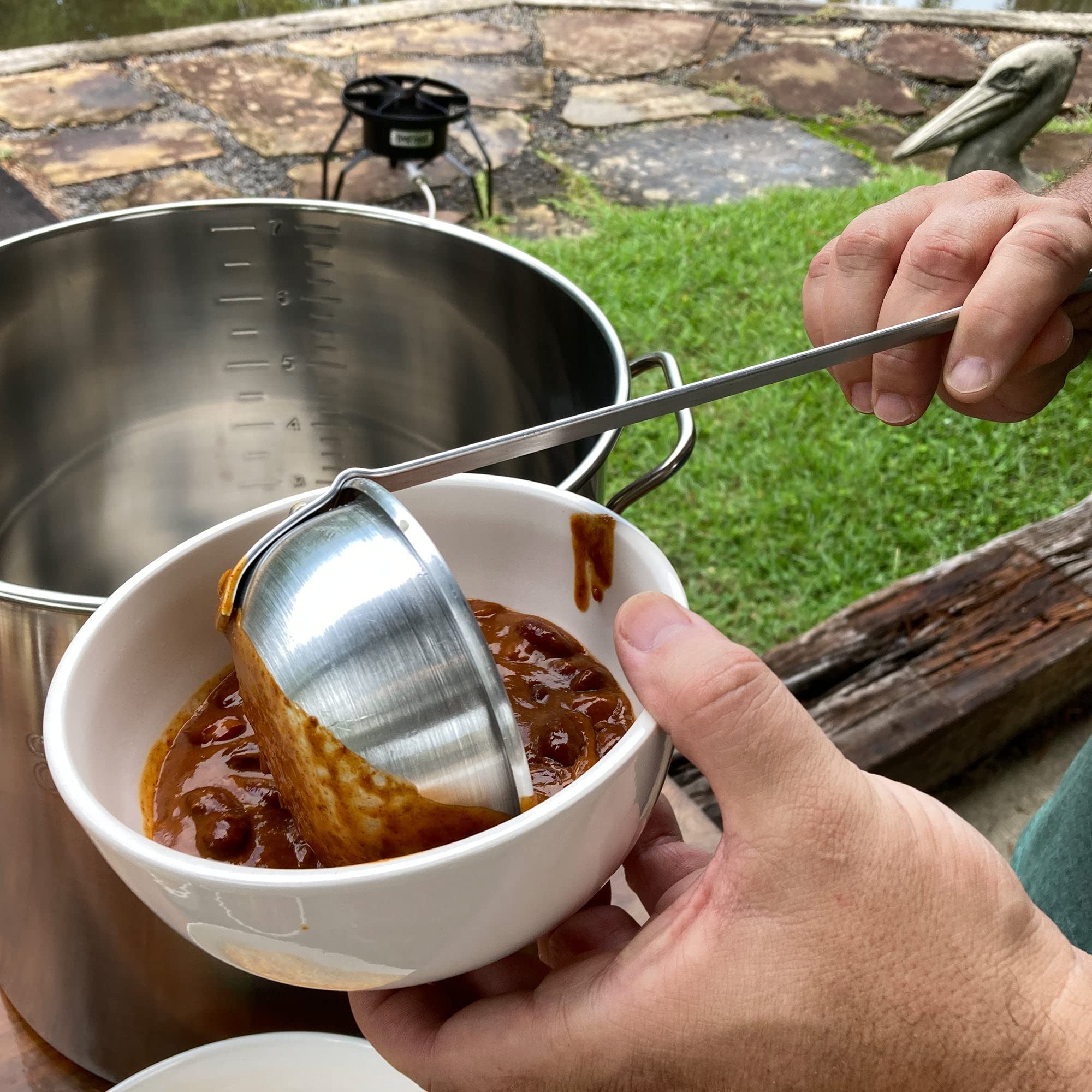Bayou Classic 0721 Bayou Ladle Aluminum Perfect for Small to Medium Stockpots Features 15.75-in Long Curved Aluminum Handle w/ 3.5-in Bowl Provides 6-oz Serving