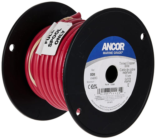 Marine Grade Ancor 112550 Tinned Copper Battery Cable (6-Gauge, Red, 500-Feet)