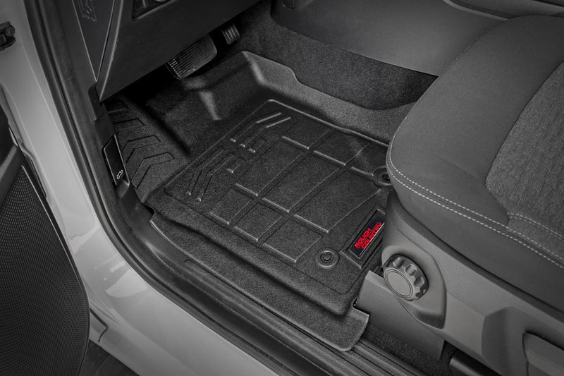 Sure-Fit Rough Country Front Floor Mats for Ford Ranger (2024-2025) Crew Cab - Waterproof, Non-Slip Flexible Floor Mat, Front Set