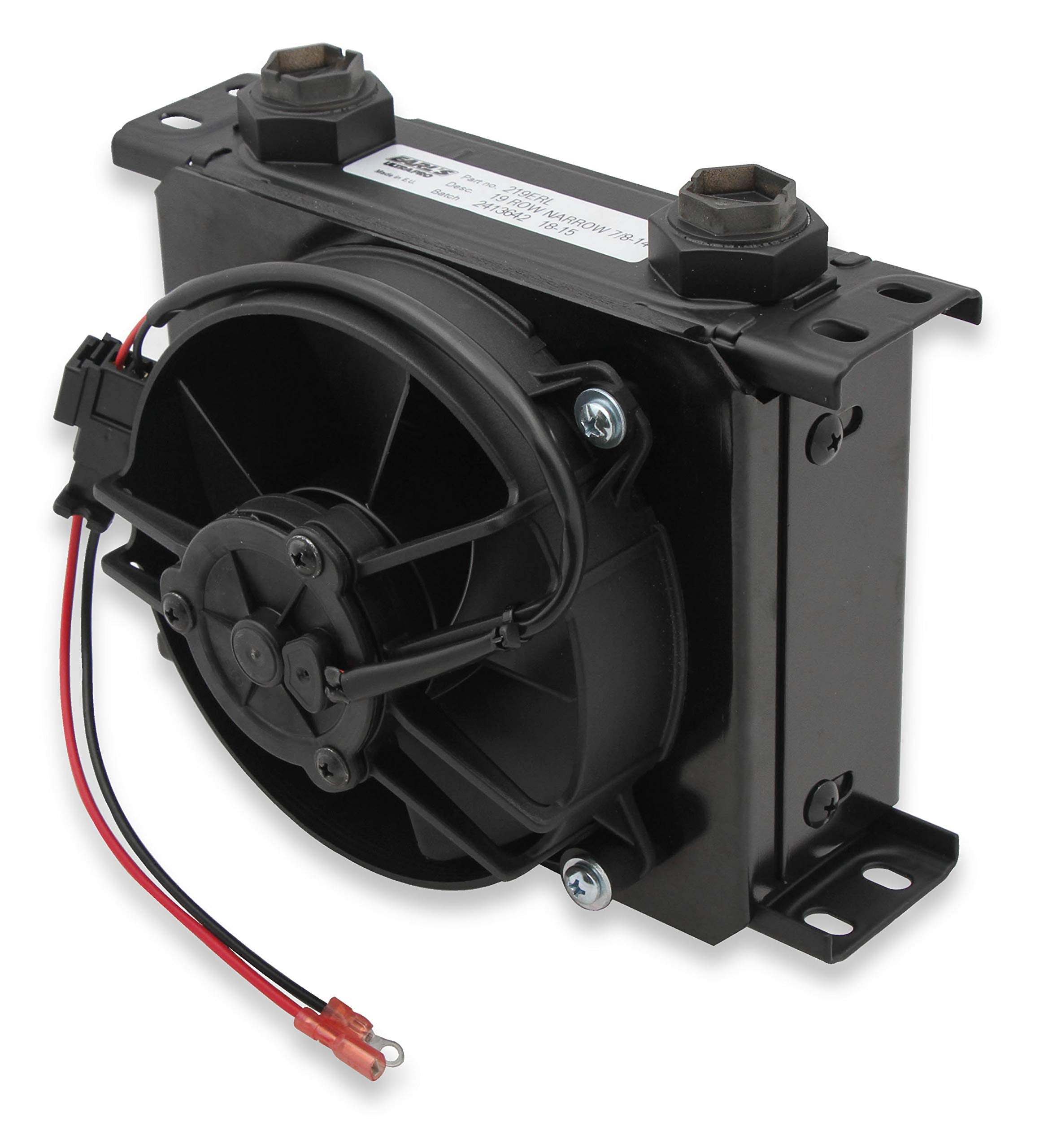 Earl's UltraPro Oil Cooler w/Fan Pack - Black - 19 Rows - 10 O-Ring Boss Female Ports - Narrow Cooler