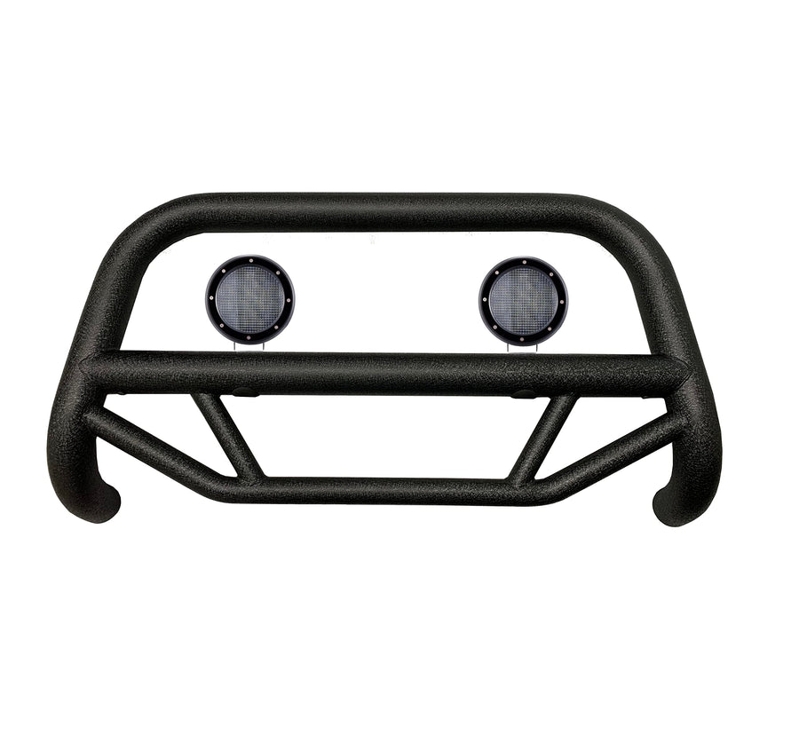 Max T Black Horse Bull Bar Incl. Pair of 5.3" Dia.LED Lights w/Black Trim Rings Textured Black Compatible with 2019-2025 Ram 2500|2019-2025 Ram 3500-MBT-MR1903-PLFB