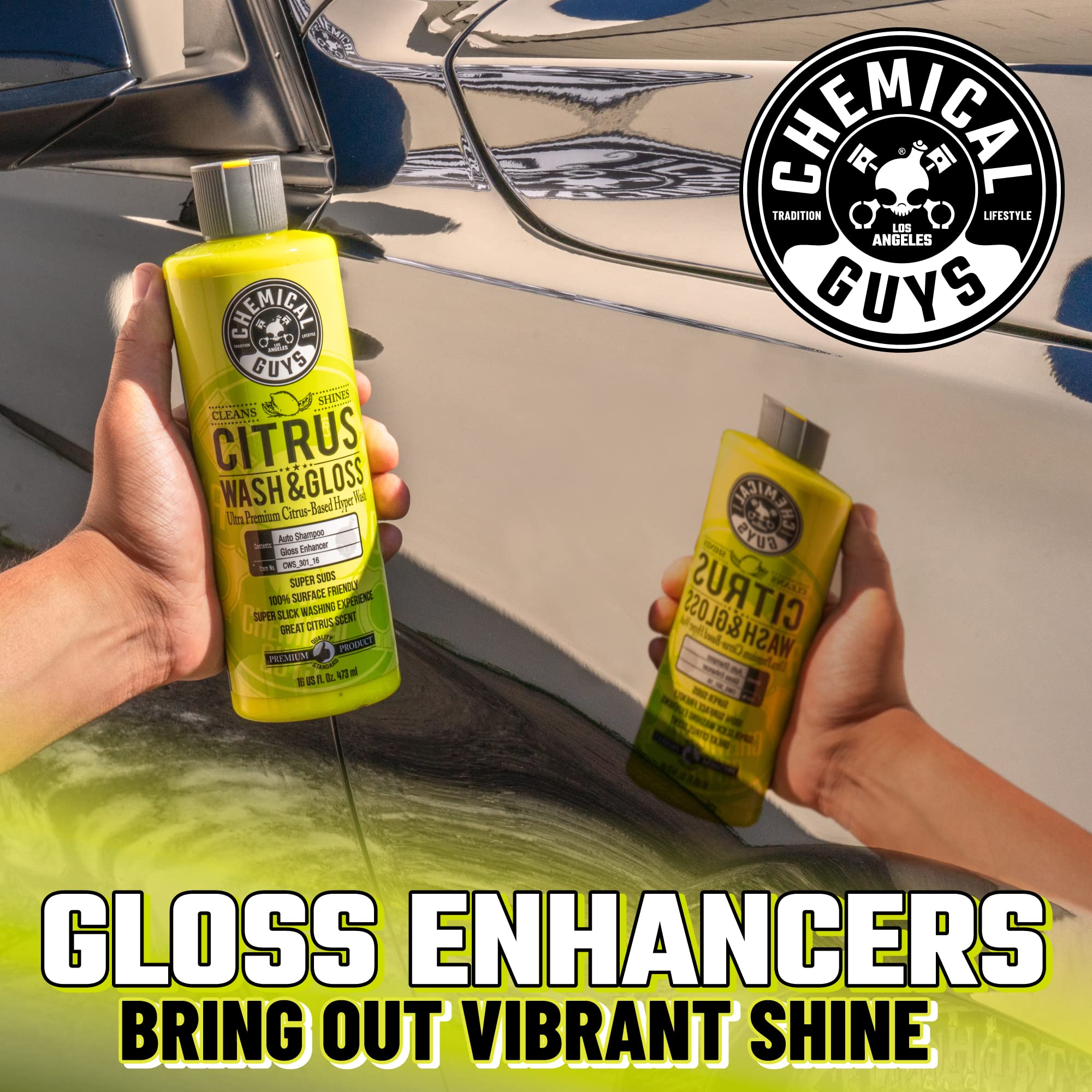Chemical Guys Foaming Citrus Wash & Gloss Car Wash Soap - High Suds Formula Foam Cannon Soap for Foam Blasters, or Bucket Washes - Safe on Paint, Clear Coat, and Wax, Citrus Scent - 64 oz