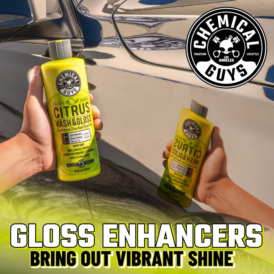 Chemical Guys Foaming Citrus Wash & Gloss Car Wash Soap - High Suds Formula Foam Cannon Soap for Bucket Washes, or Foam Blasters - Safe on Paint, Clear Coat, and Wax, Citrus Scent - 16 oz