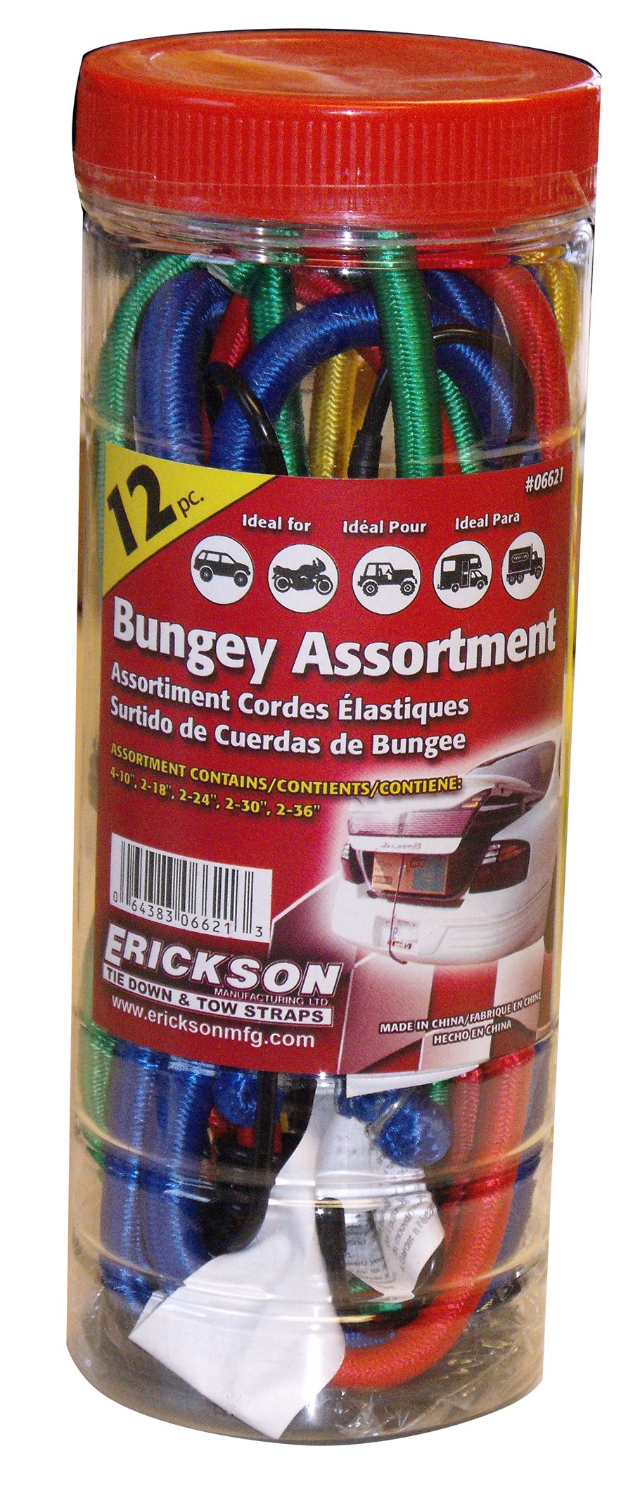 Multiple Length Erickson Bungey Cord Assortment Jar, (Pack of 12)