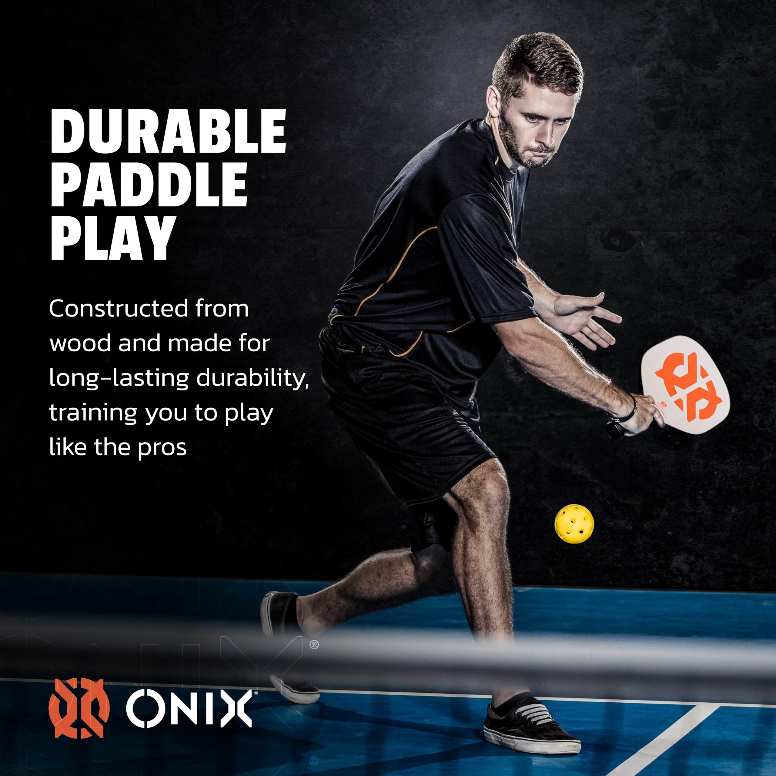 Pickleball Starter Set by ONIX - Includes Two Poplar Wood Paddles and Two Yellow Balls