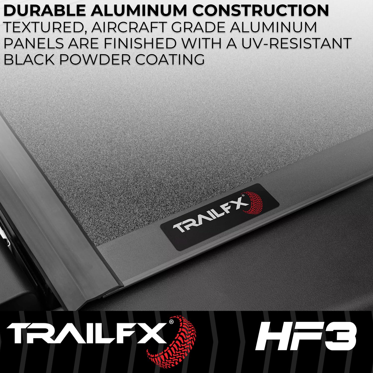 TrailFX Hard Tri-Fold Tonneau Cover Truck Bed Fits 2023-2025 Chevrolet Colorado 5 Foot Bed Gloss Black Aluminum Low Profile Lockable 3-Panel Folding Design TrailFX TFX8008 HF3