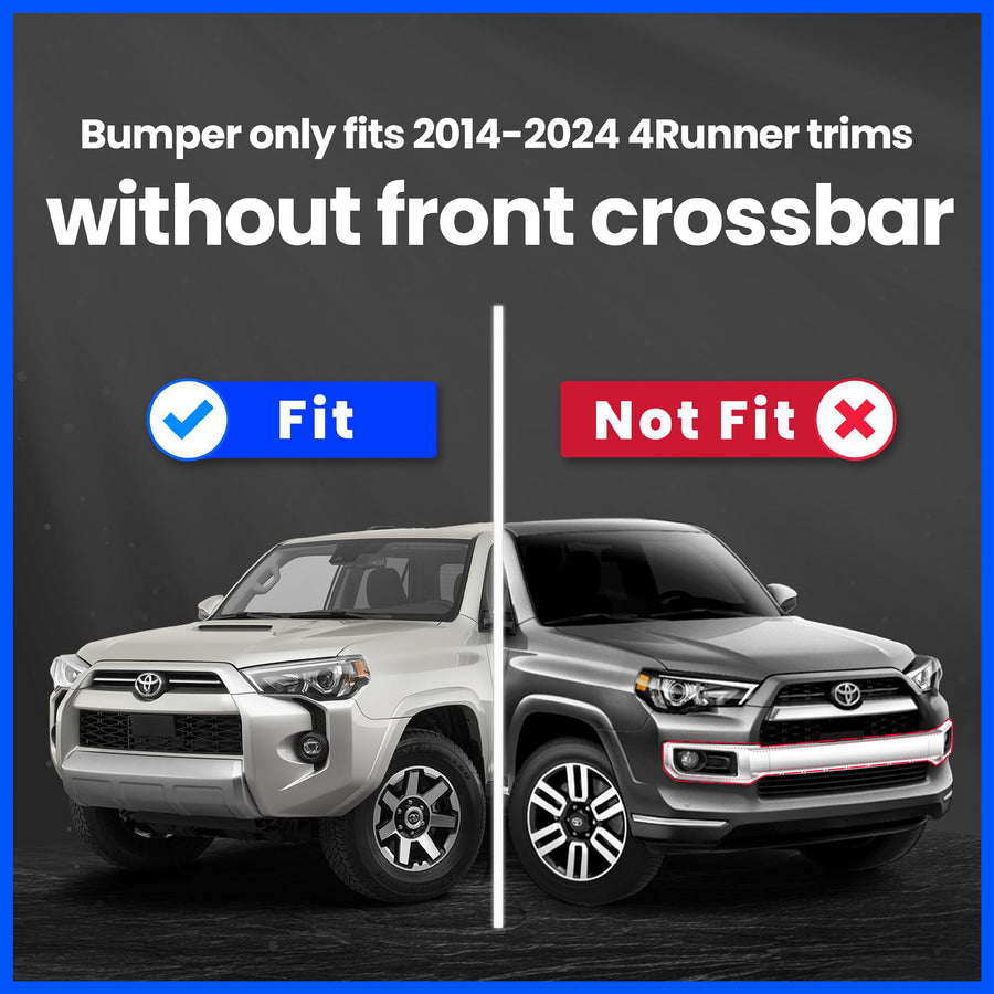 Tyger Auto Fury Bumper Guard Center Compatible with 2014-2024 Toyota 4Runner (Exclude Limited; Nightshade; TRD Sport) | Winch Plate | D-Ring | Textured Black | Rock Crawler | TG-BP7T20778