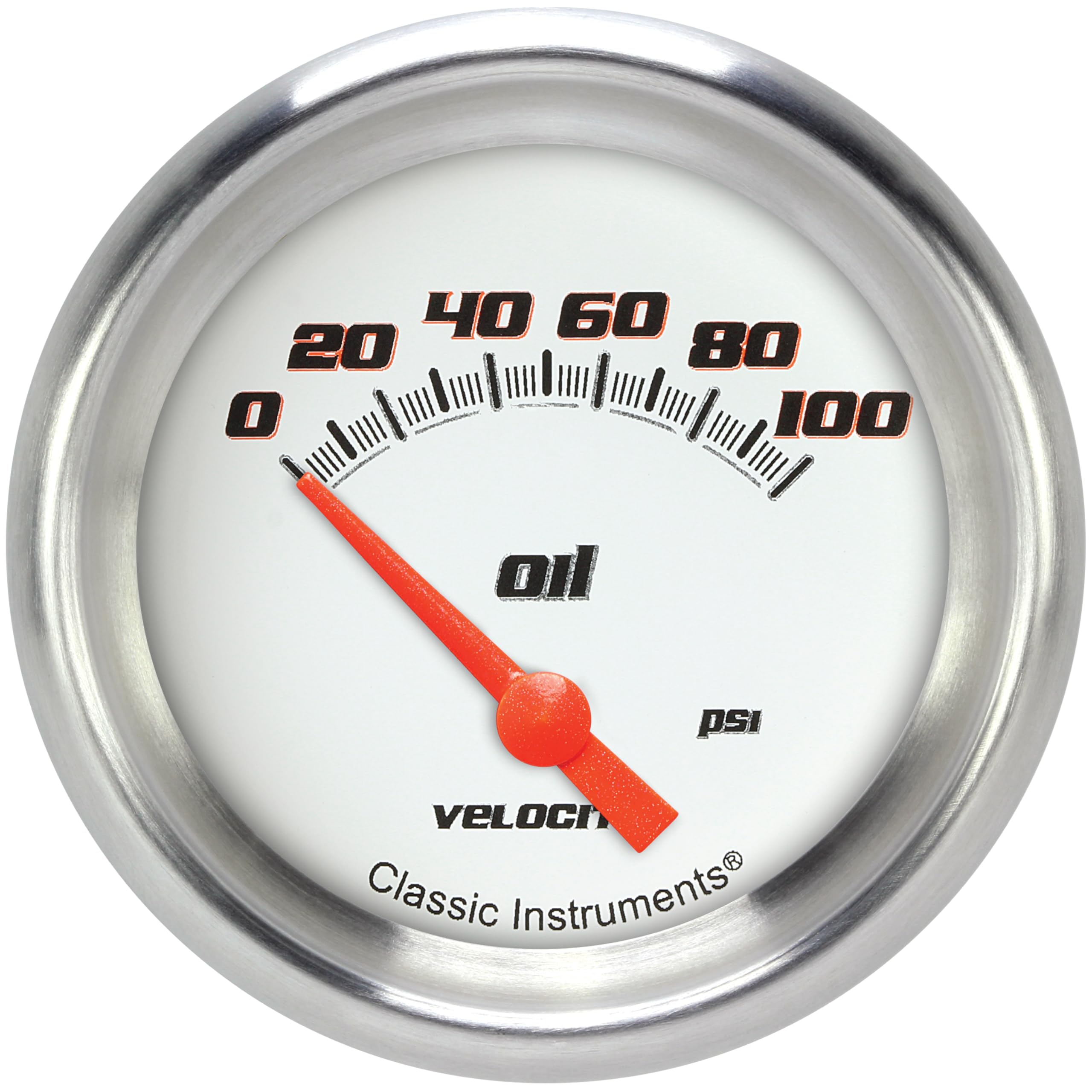 Velocity White Classic Instruments VS281WAPF 2 5/8" Oil Pressure Gauge 100 PSI Electric