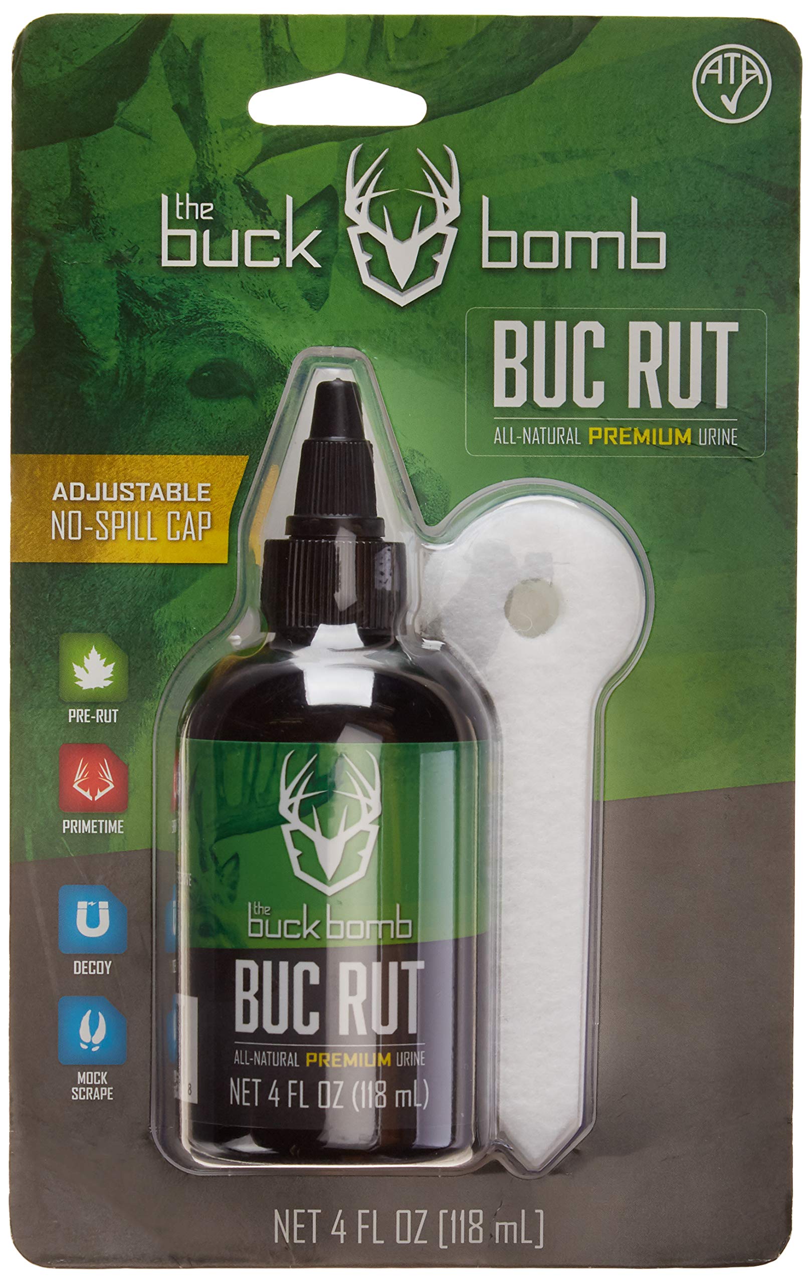 Buck Bomb Natural Hunters Specialties BUC Rut Liquid Scent w/Wicks | Deer Buck Lure Hunting Primetime Pre-Rut Scent Attractant for Hunting, 4 Oz (118 ml.)
