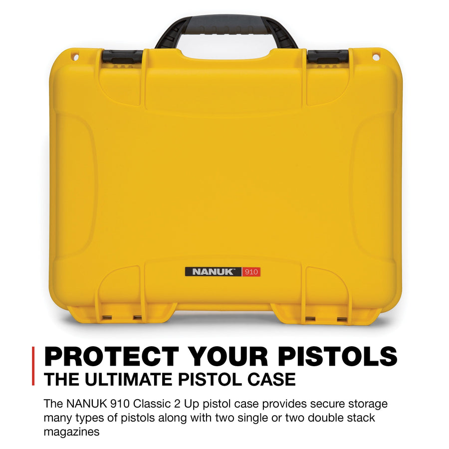 2UP Nanuk 910 Waterproof Classic Pistol Hard Case - Yellow