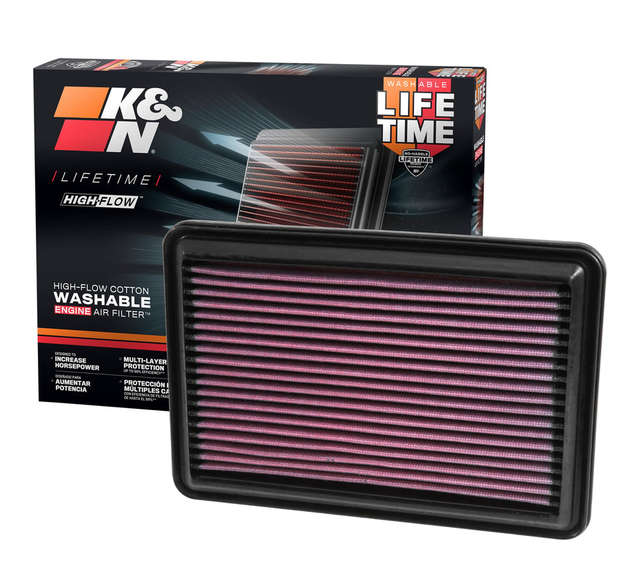 High-Flow K&N Original Lifetime Engine Air Filter: Increase Power: Premium, Washable: Compatible with 2014-2022 Nisssan/Renault: Qashqai, Rogue, X-Trail, Kadjar, Koleos, QM6, 33-5016