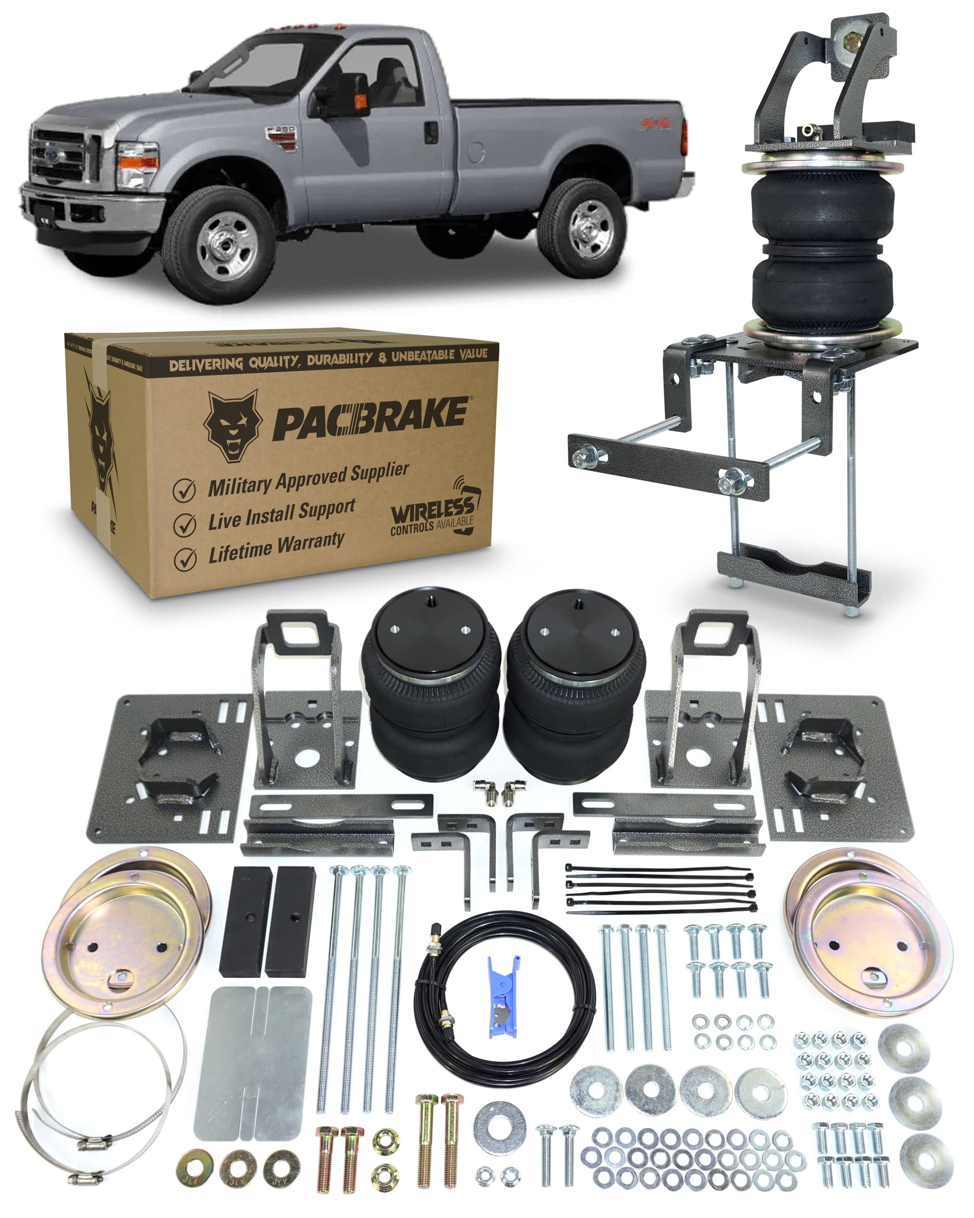 Pacbrake ALPHA HD Rear Air Suspension Kit HP10181 Compatible with F-250/350 Super Duty 2005-2010