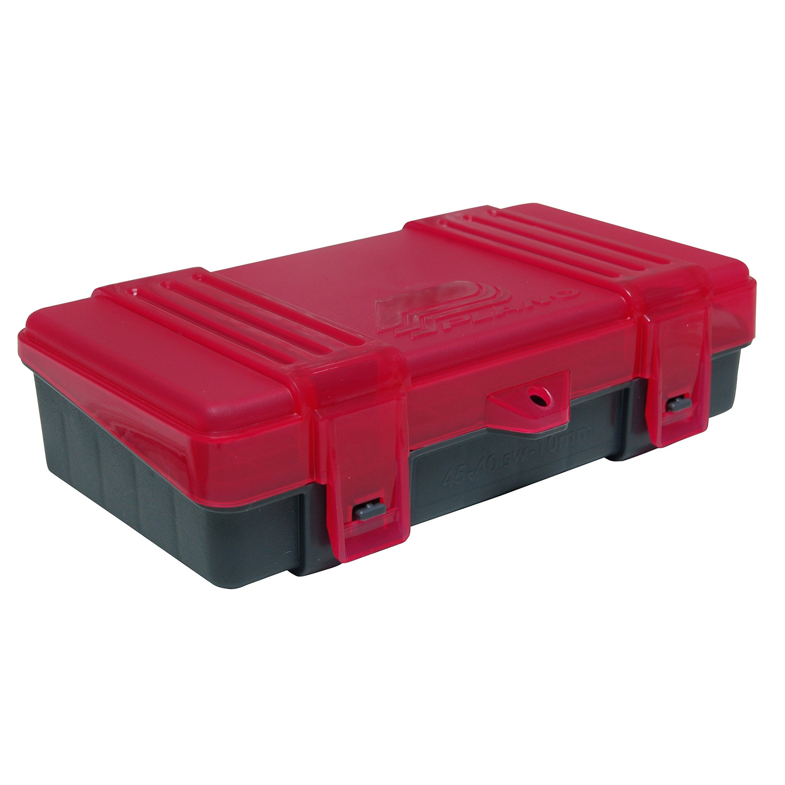 50-Count Plano Handgun Ammo Box, Dark Gray, Lockable Ammunition Storage, XL Plastic Ammo Box with Dependable Closures and Deep Individual Slots for .45, .40, & 10mm Ammo