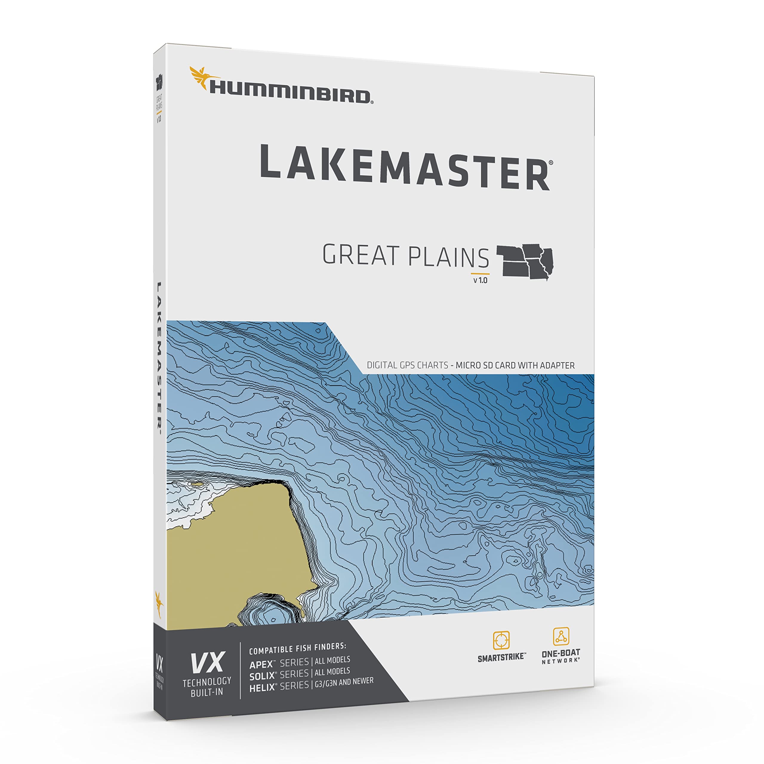 LakeMaster Humminbird Great Plains V1 Map SD Card for Fish Finders